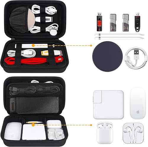 Vista 9 de BOVKE Funda rígida de viaje de poliuretano para MacBook Air Pro, adaptador de corriente Apple MagSafe 2 USB-C Charger, espacio adicional