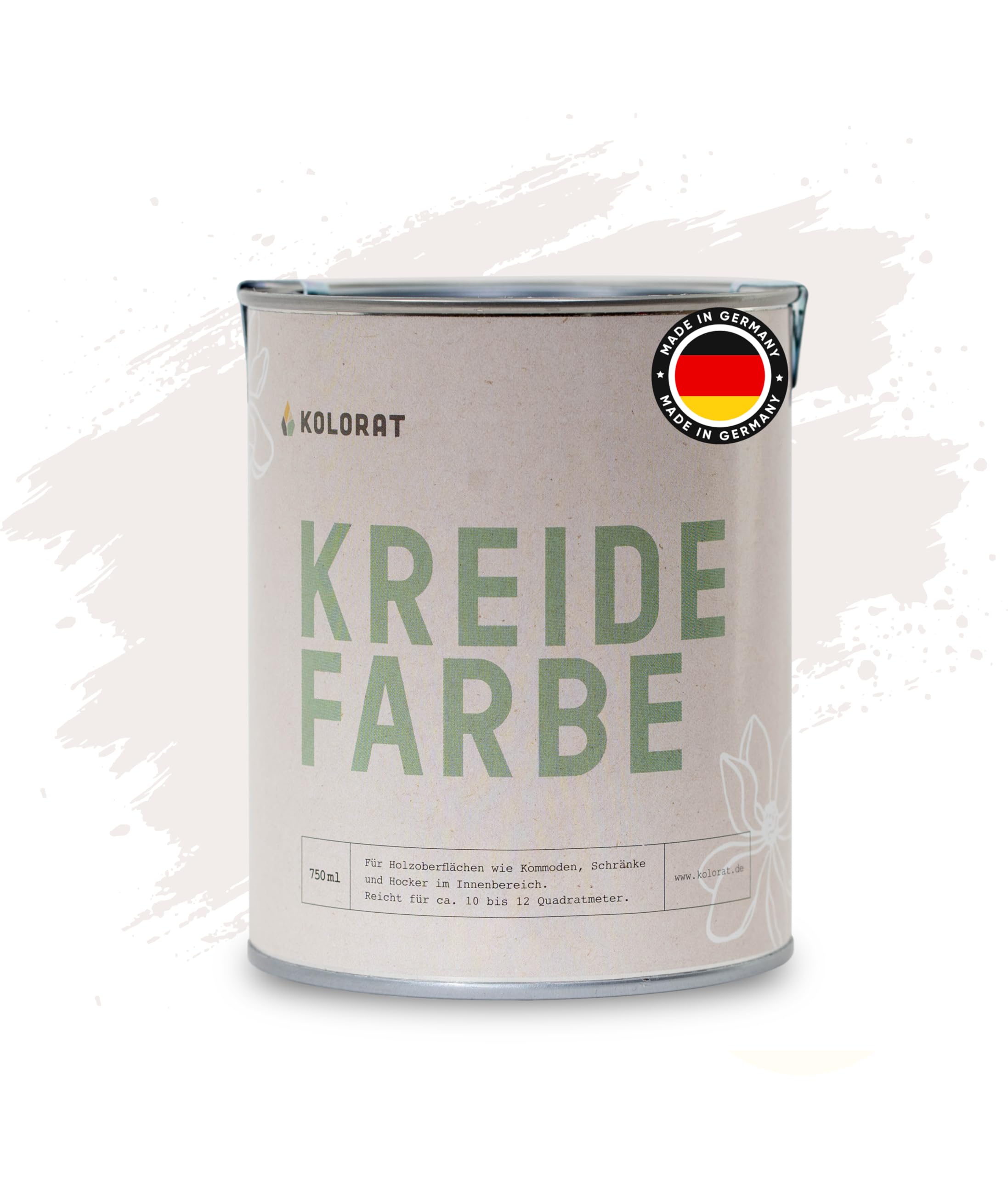 Kolorat® Kreidefarbe für Möbel weiß – 750 ml Holzfarbe – Flüsterton Nr. 101, matter Lack für Möbel innen – Hochdeckend & umweltfreundlich – DIN EN 71-3 geprüft – Made in Germany
