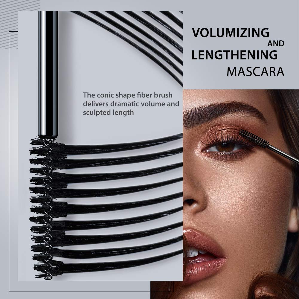 Mascara Black Volume and Length   Vantica Waterproof Mascara 4D silk Fiber Lash Mascara Black,Volumizing and Lengthening,Smudge proof,Eye Makeup Photo