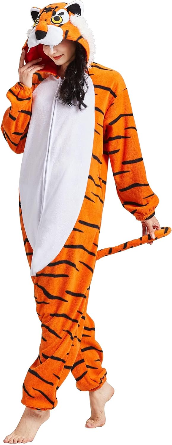 DarkCom Kids Animal Onesie,Women and Mens Cosplay Tiger Onesie Halloween Costume Christmas Pajamas Sleepwear - Image 5