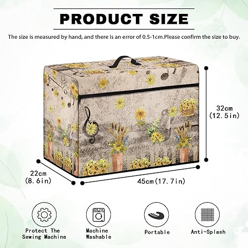 Miniatura 240 de Funda para máquina de coser de mariposas y flores con prácticos bolsillos, funda protectora con asa, para la mayoría de máquinas de coser estándar