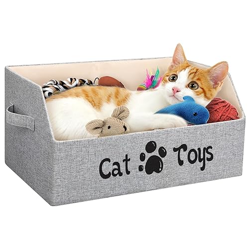 2X Thicker Large Cat Toy Bin Collapsible Cat Toy Box
