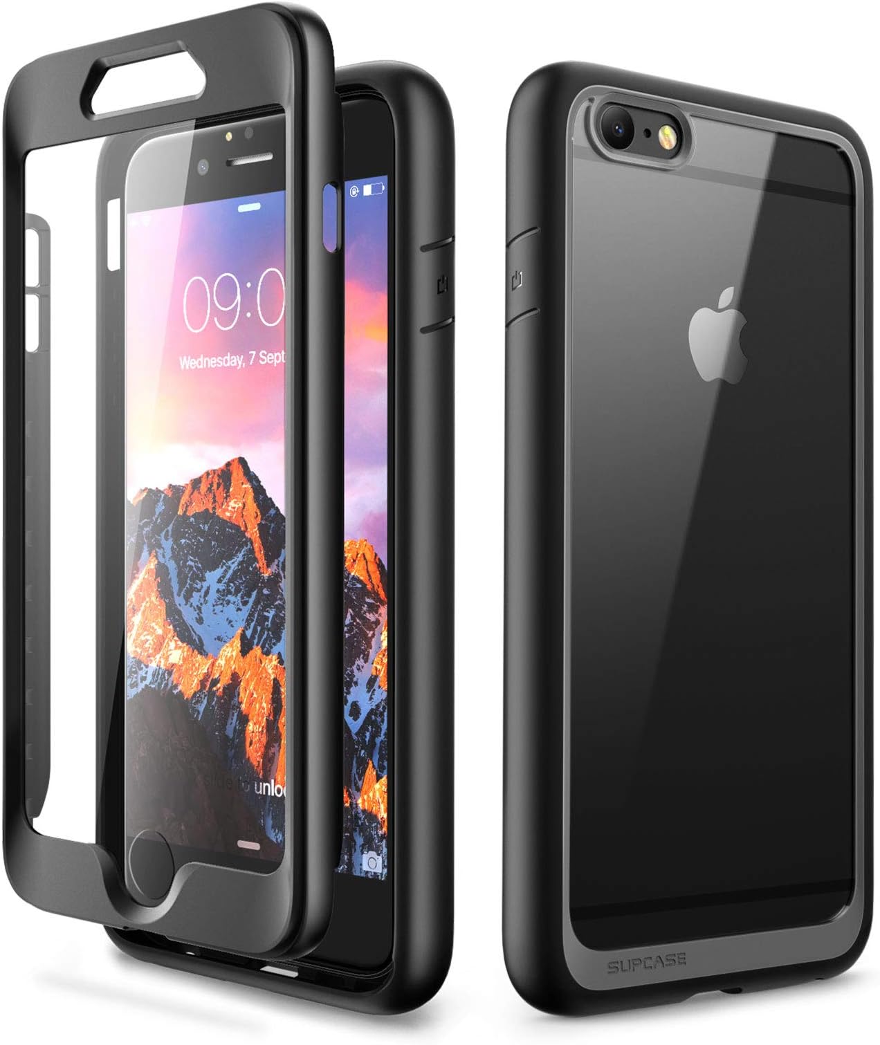 supcase iphone 6 plus case, unicorn beetle style series premium hybrid protective clear case cover with built-in screen protector for iphone 6 plus (black)
