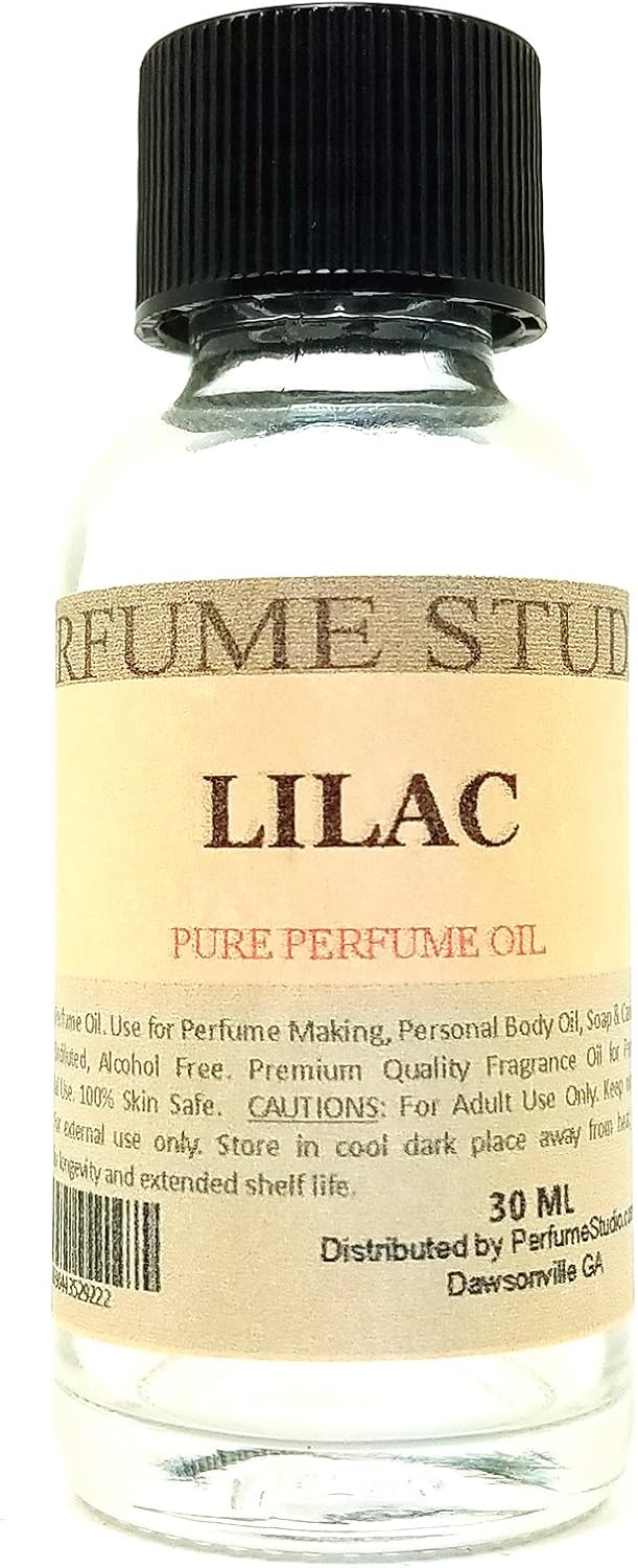 Lilac Perfume Oil for Perfume Making, Personal Body Oil, Soap, Candle Making & Incense; Splash-On Clear Glass Bottle. Premium Quality Undiluted & Alcohol Free (1oz, Lilac Fragrance Oil)