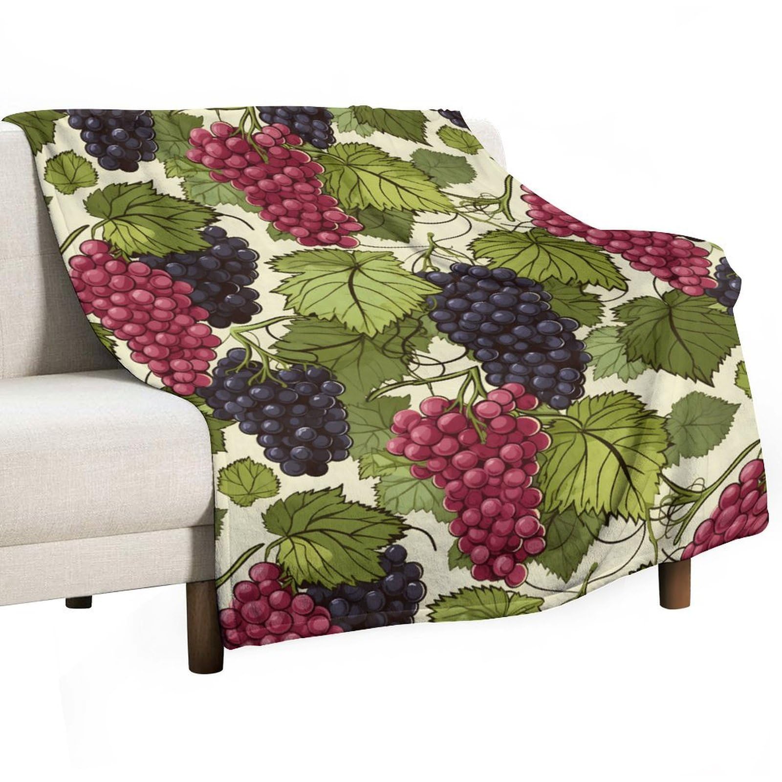 Cgsbngha Style Food Grapes Flannel Fleece Blanket Lightweight Soft Throw Blankets For Sofa Couch Bed Chair