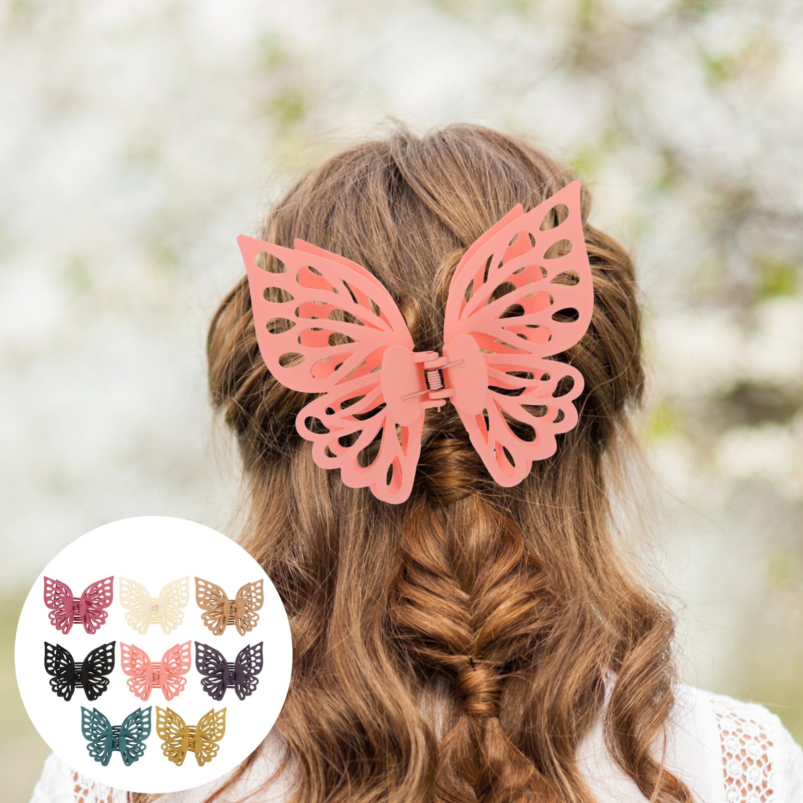 Angoily Große Schmetterlings Haarklammern Modische Lange Haarspangen 8 Stück Zufällige Farbe aus Ps und Abs Schonend zum Haar für Frauen für Partys und Hochzeiten