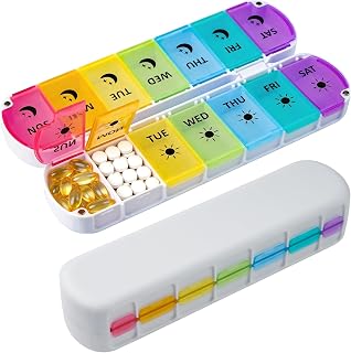 7-Day AM PM Pill Organizer, Weekly Pill Box for Vitamins & Supplements, Portable Compact Medicine Case for Travel & Daily Use