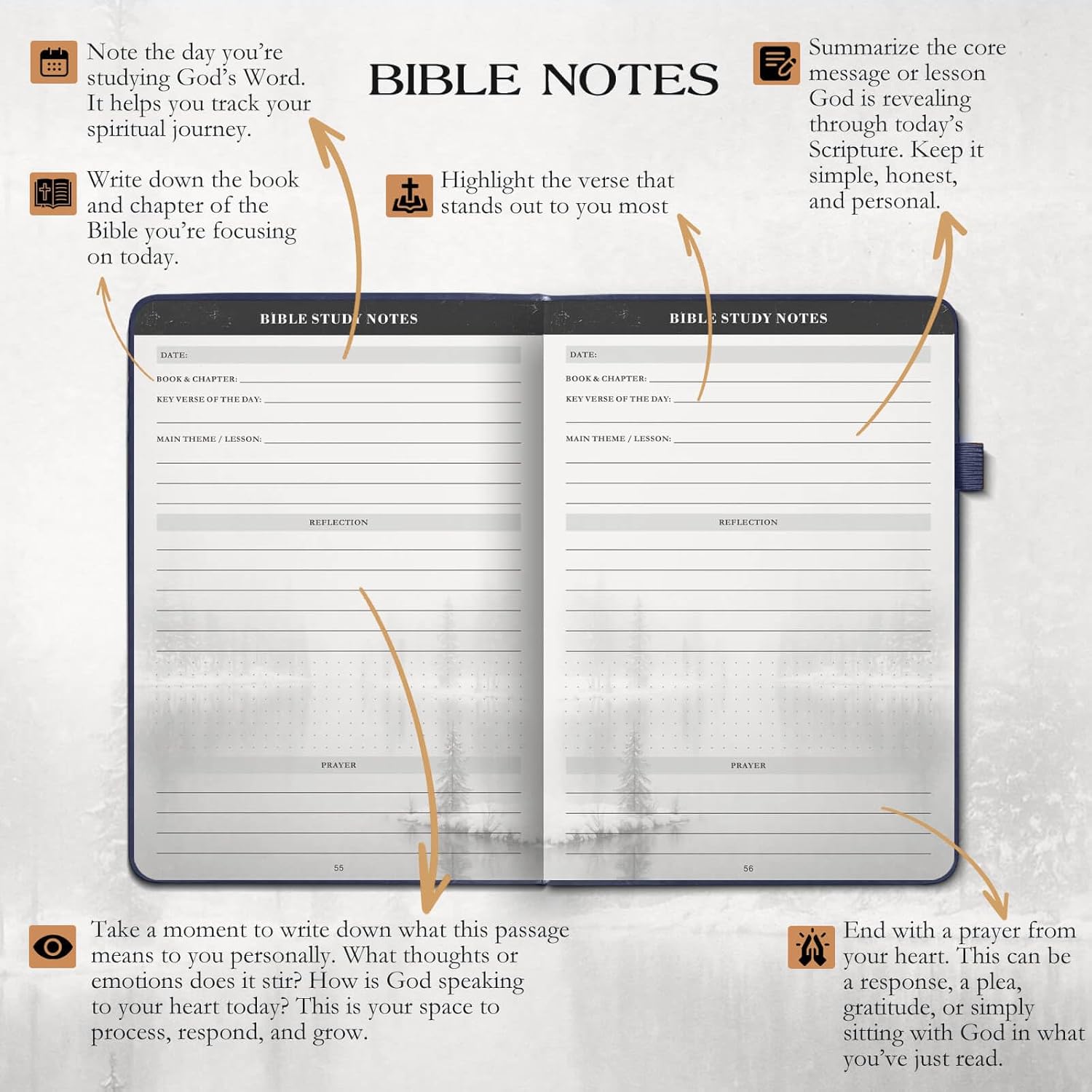 Christian Bible Journal for Men & Women – Premium Eco-Leather Undated Bible Study Notebook, Devotional & Prayer Journal | Perfect Christian Gift for Men | Ideal for Graduation, Pastor, Baptism & Church
