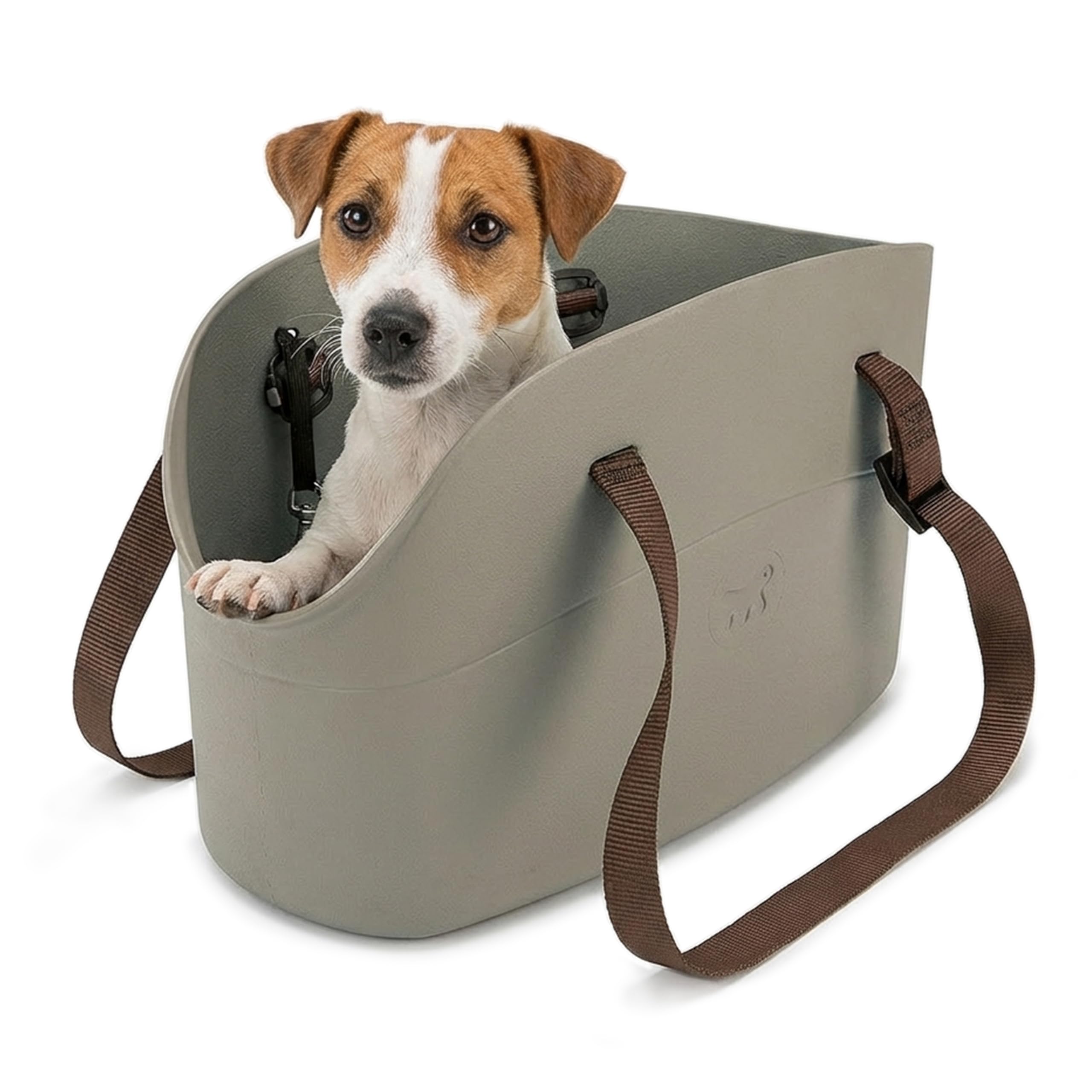 Ferplast Dog Carrier Bag up to 8 kg. Soft Rubber Plastic, Waterproof and Washable Cat Carrier, Adjustable Handles, Safety Strap, 43.5 x 21.5 x 27 cm. Dove Gray.