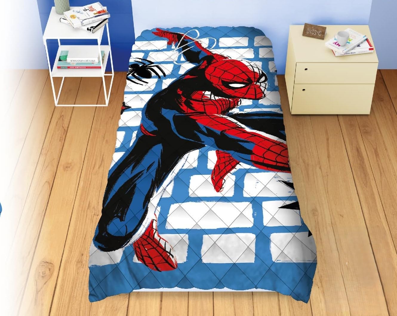 Trapunta Double Face Invernale Letto Singolo 170x260 Personaggi (Mickey Minnie Principesse Spiderman Avengers Sonic Barbie) (SPIDERMAN 2)