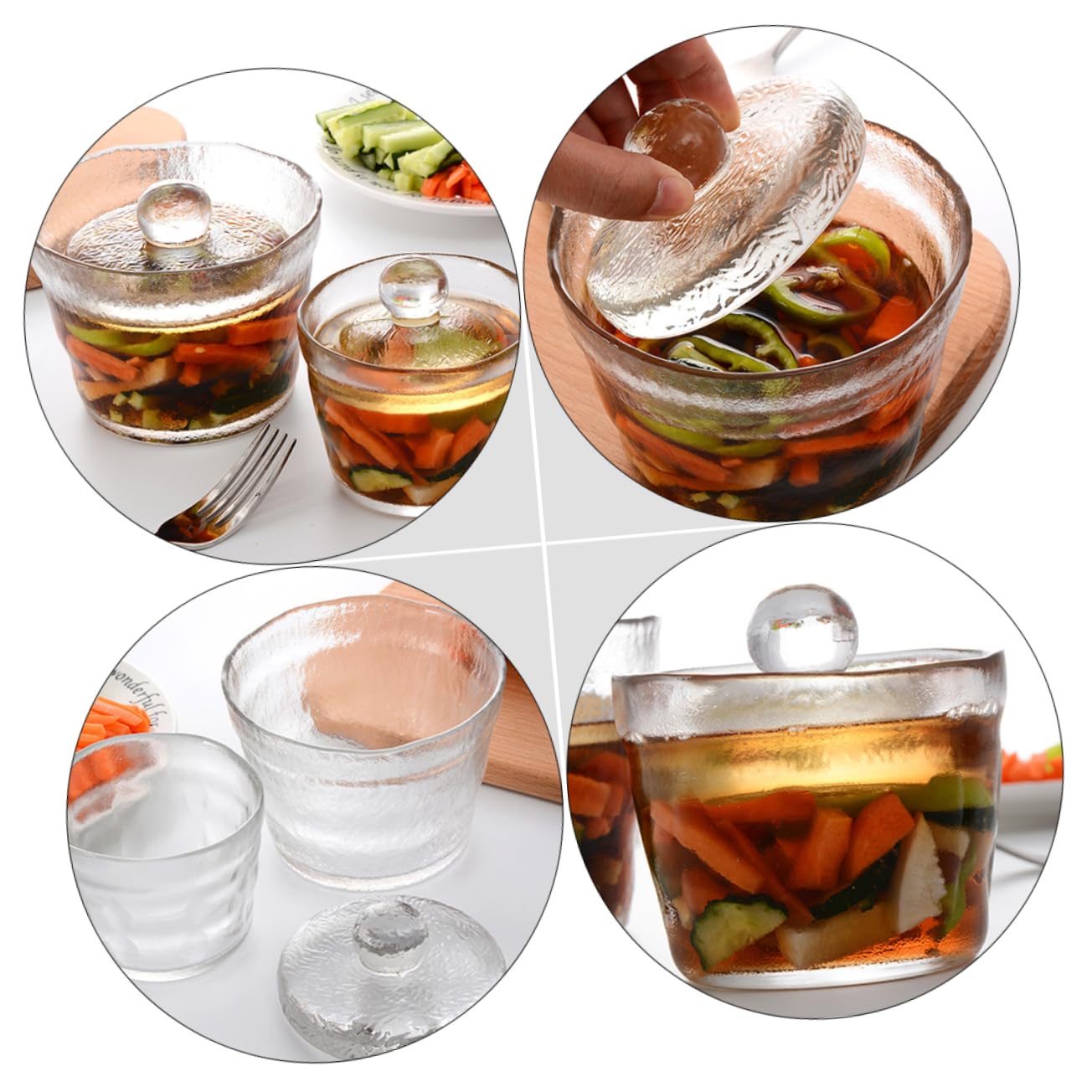 Mikikit Bote para Encurtidos de Vidrio sin con Tapa Hermética Recipiente Transparente para Almacenamiento y Conservación de Alimentos Cocina con Buena Conservación y Protección contra