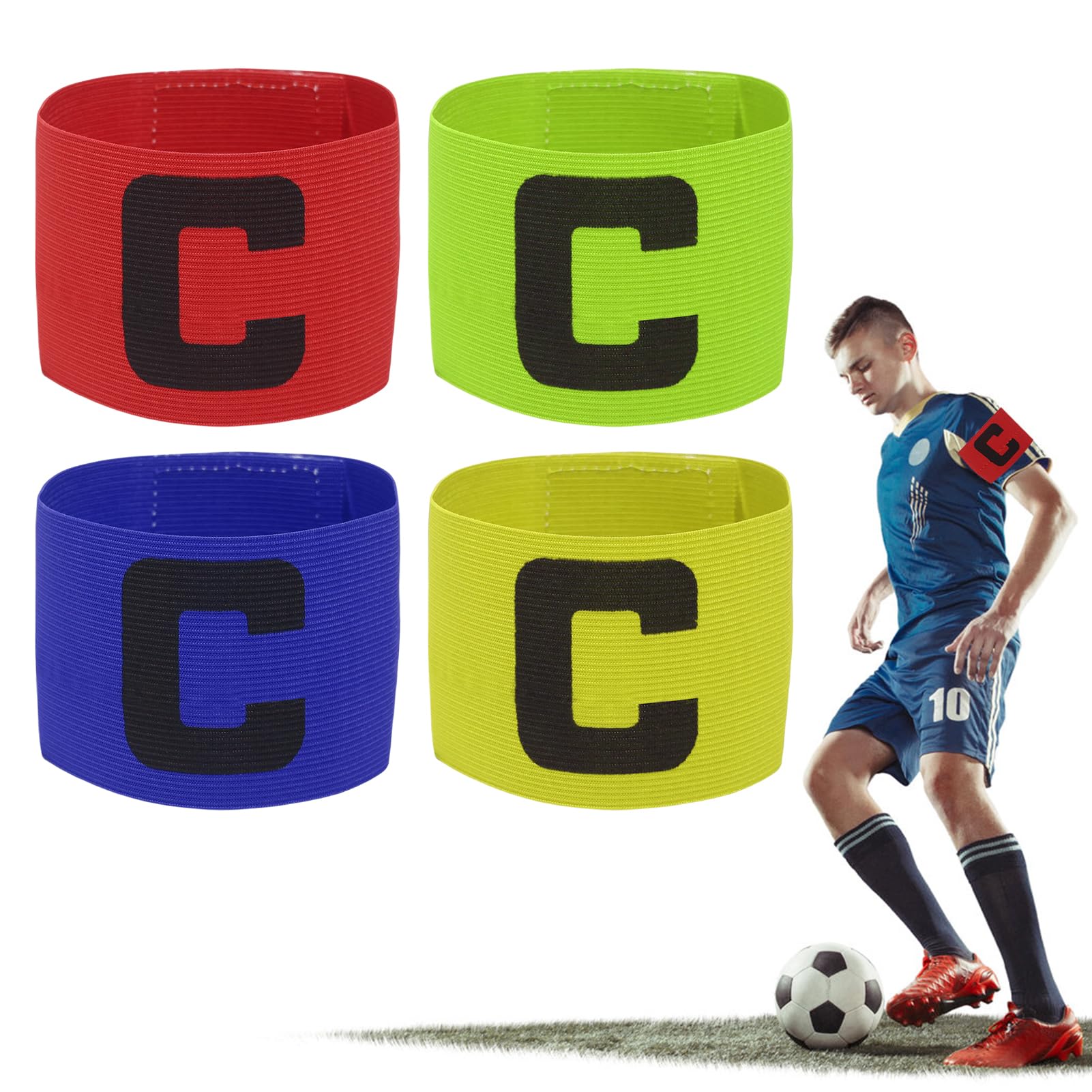 Captains Armband Kids Captain Armband Football 4 pcs Velcro Captains Armband Adjustable Multicoloured Elastic Sports Arm Bands for All Sports Events Clubs Teams Pack for Child