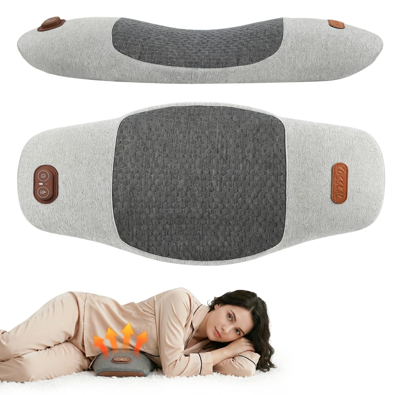 Rückenmassagegerät,Massagekissen Lendenwirbelkissen mit Wärme- und Vibrationsmassage,5-Sekunden-Memory-Schaum,26° Lendenstütze,Ergonomisches Rückenkissen für Bürostuhl, Auto, Bett und Sofa,Spacegrau