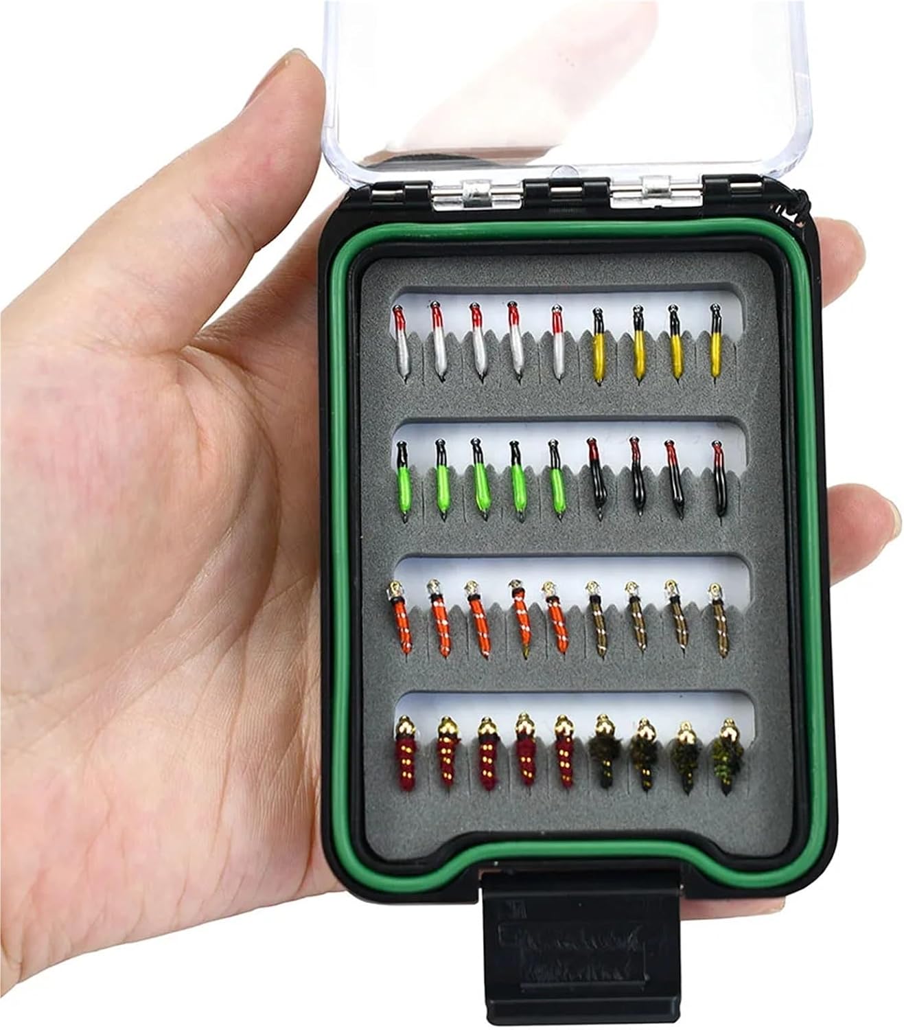 2 Set Fly Fishing Flies with Waterproof Box Kit for Bass Trout Salmon Hand-Tied Dry, Nymphs, Scud Streamers Lures