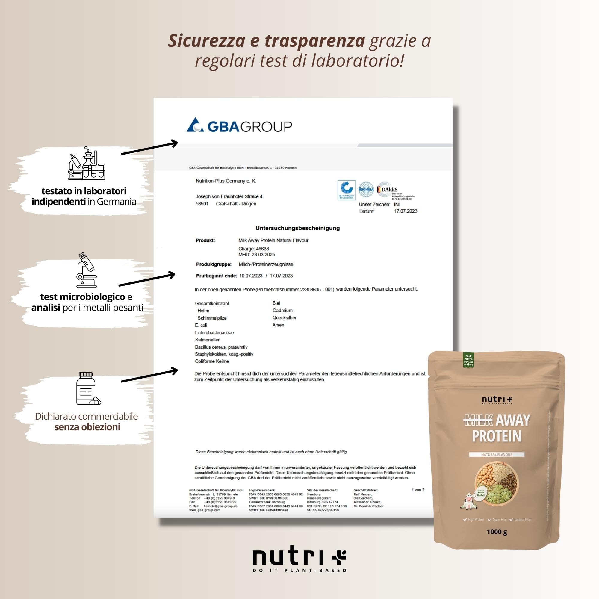 Nutri + Proteine vegane in Polvere Brownie al Cioccolato - Proteina vegan senza Soia da 1kg - Proteine 5 K da Piselli, Grano saraceno, Semi di Canapa, Riso e Semi di Zucca Chocolate Brownie