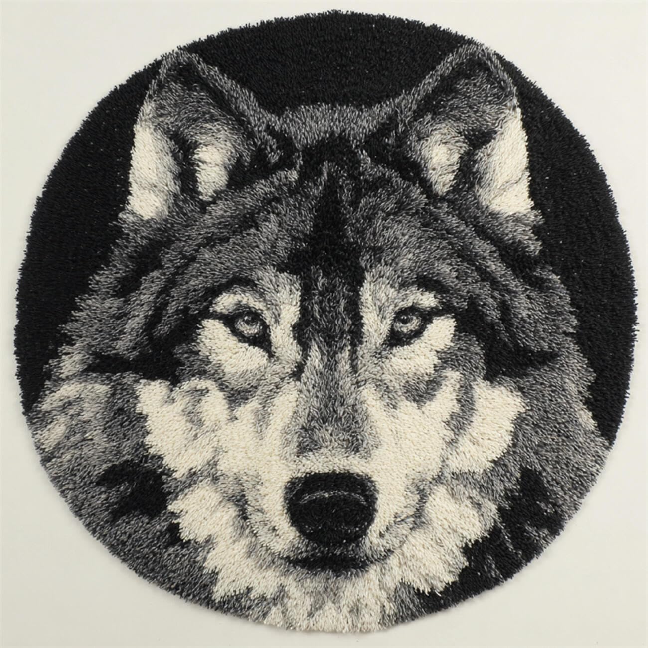 Kitquiver Animal Latch Hook Craft Kits Wolf Portrait DIY Latch Hook Rug Kit for Adults，Carpet Making Needlework for Beginners，Home Decor 50x50cm