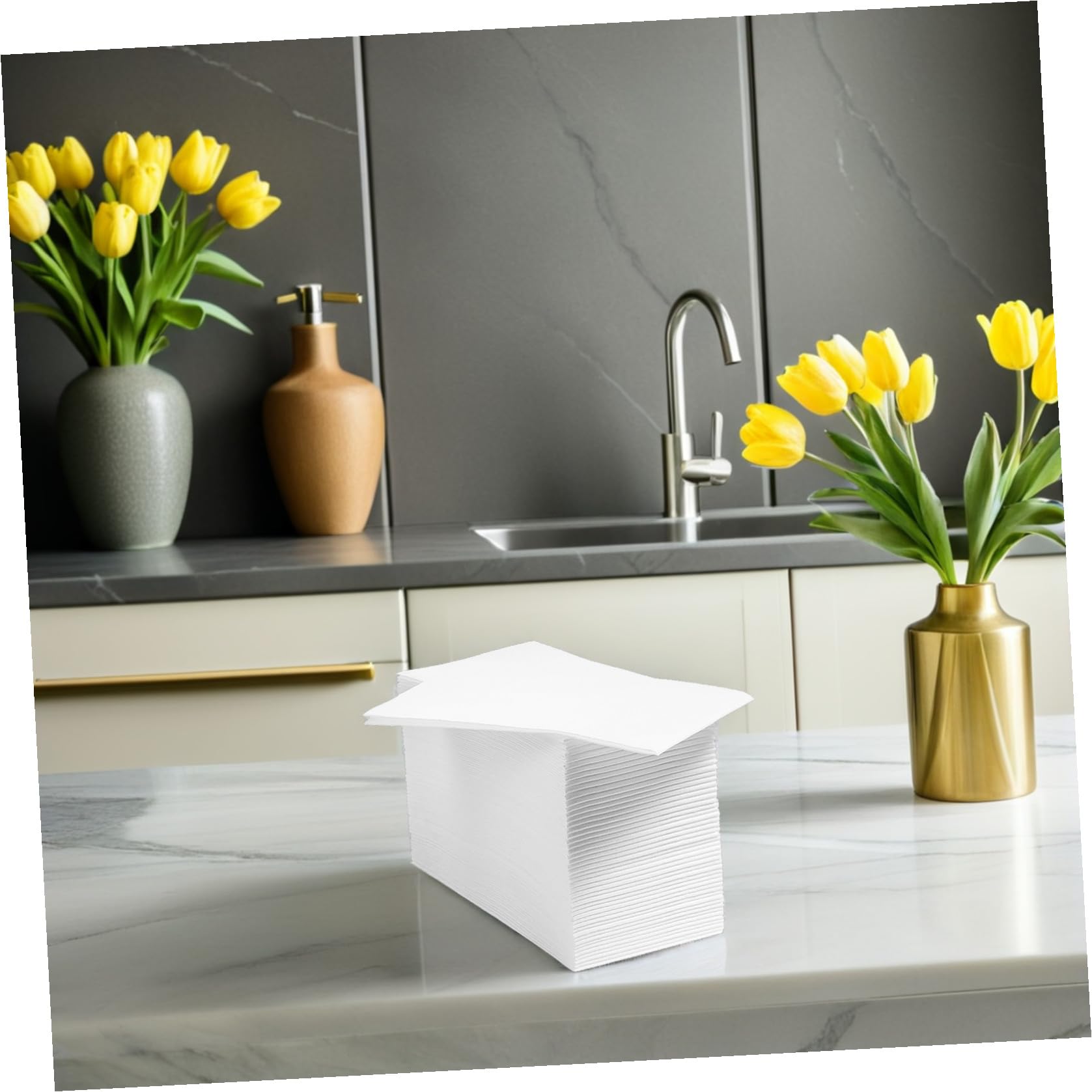 CRAFTHROU 100 Unidades Servilletas de Papel de Color Blanco de 40x30 Cm, Gruesas y Plegadas, para Cocina y Cumpleaños, Ideales para Fiestas y Restaurantes Elegantes