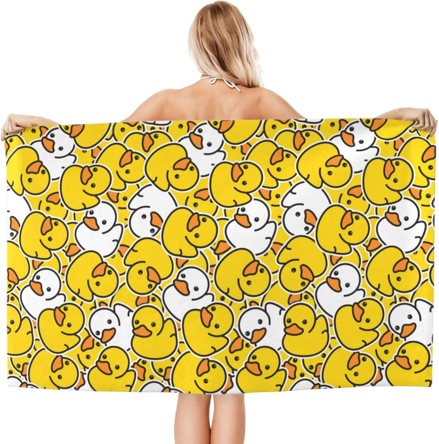 Cute Rubber Duck Beach Towel Large Microfiber Sand Free Quick Dry Bath Towels Gift for Pool Bathroom Travel Cruise Ship Essentials 32x52 Inch