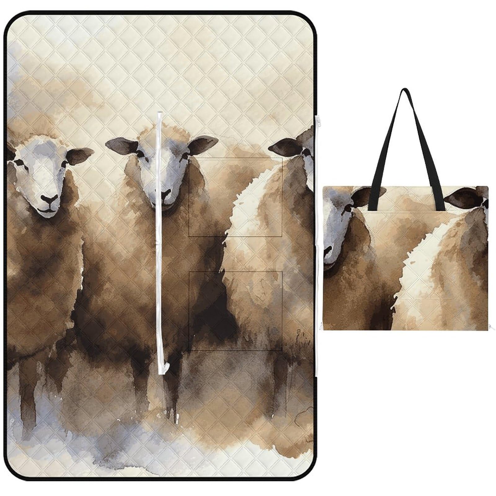 Couverture de pique-nique mouton pliable et imperméable pour le camping