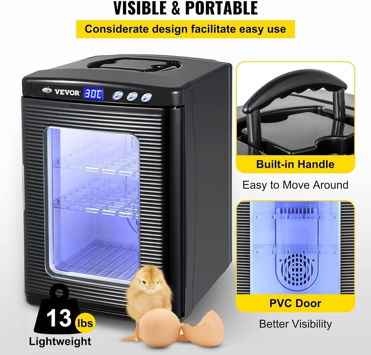 Incubatore per rettili da 25 Litri, incubatore Portatile da Laboratorio scientifico, LED Digitale e Illuminazione, per Piccoli rettili Camaleonte Lucertola Tartaruga