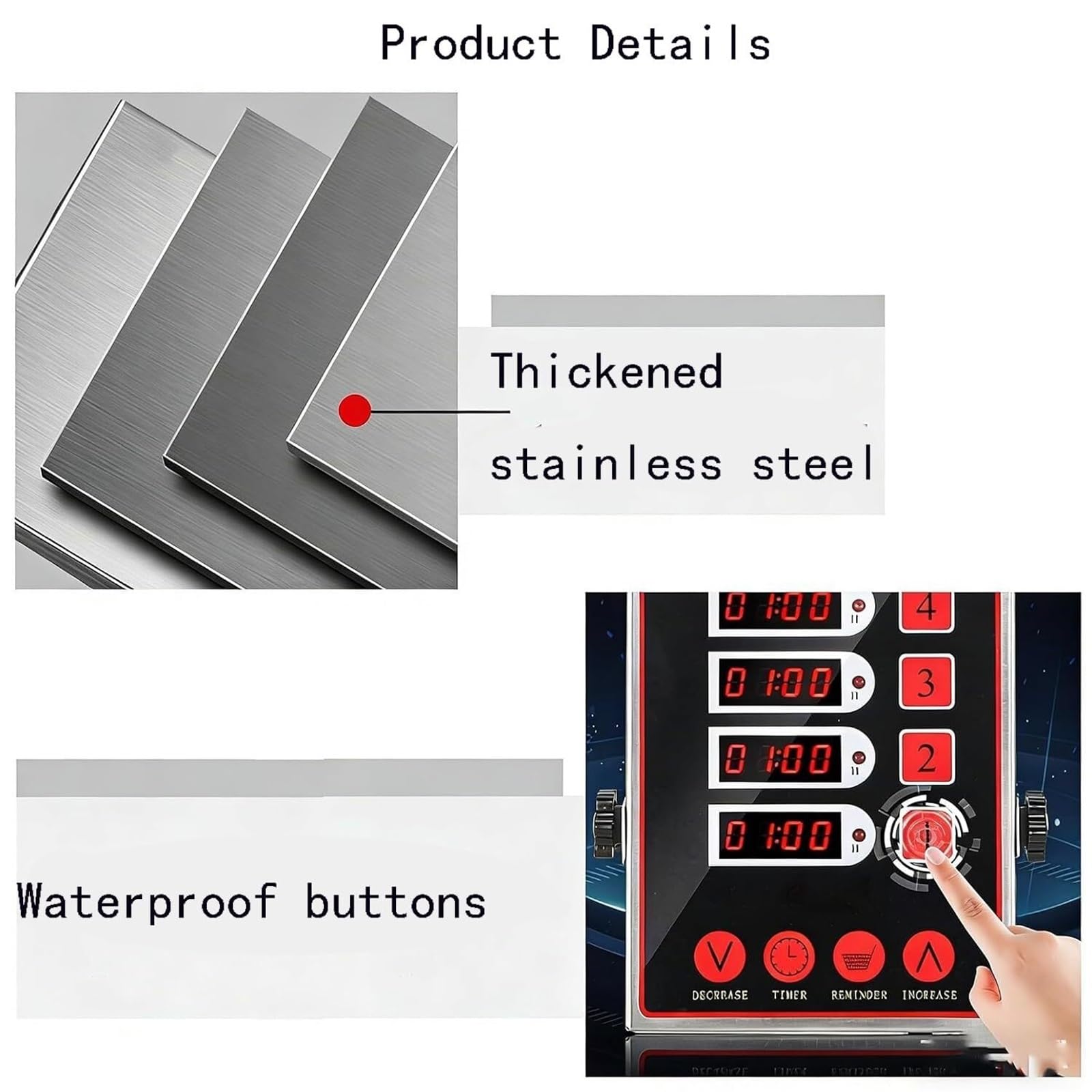 Küchentimer, 4-Kanal-Digital mit Alarmerinnerung, dreistufig und einstellbare Lautstärke für/einstellbare Halterung und wasserdicht, for den Heim- und Restaurantgebrauch(Red)