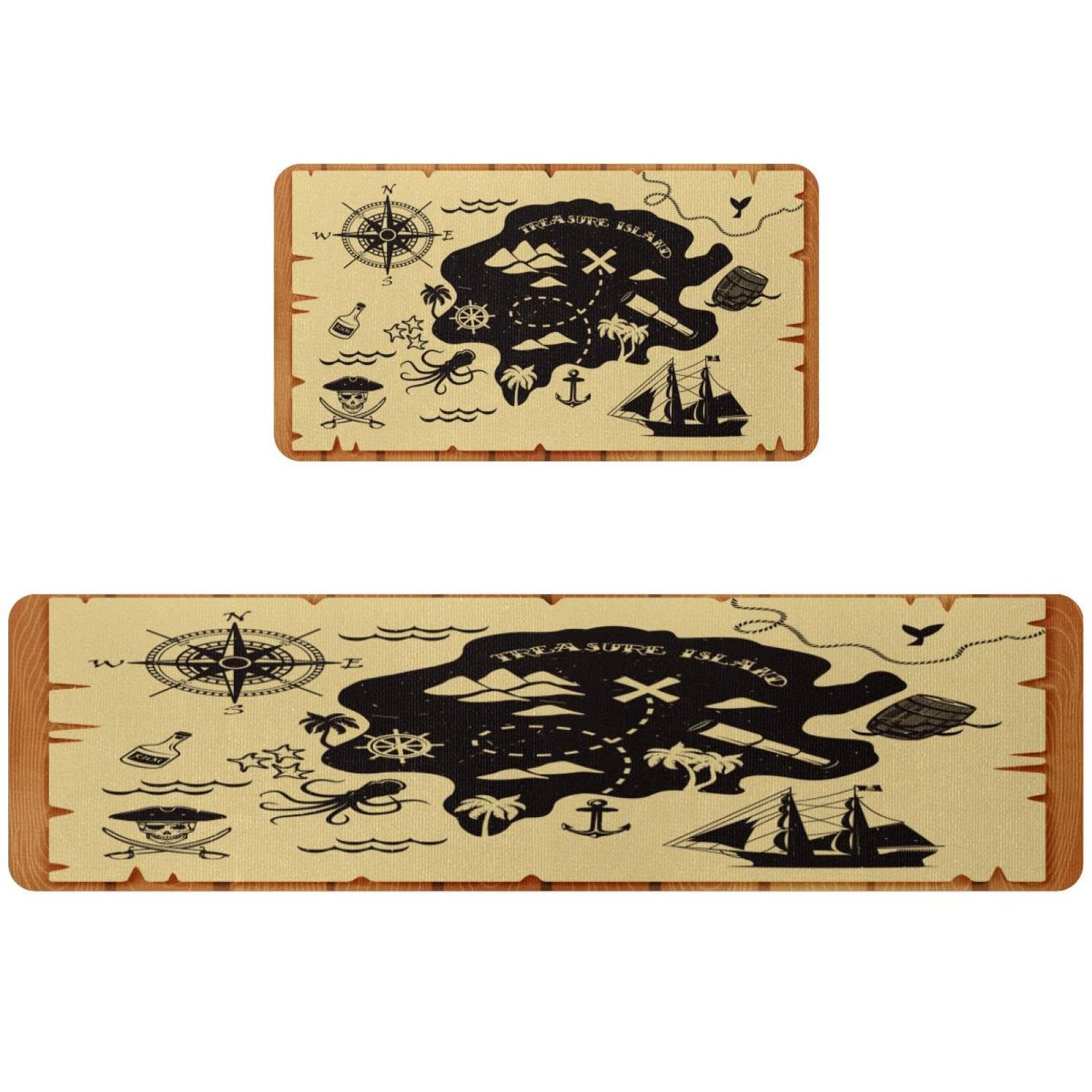 Alfombrillas de cocina náuticas piratas para decorar pasillos y zonas de lavado en casa