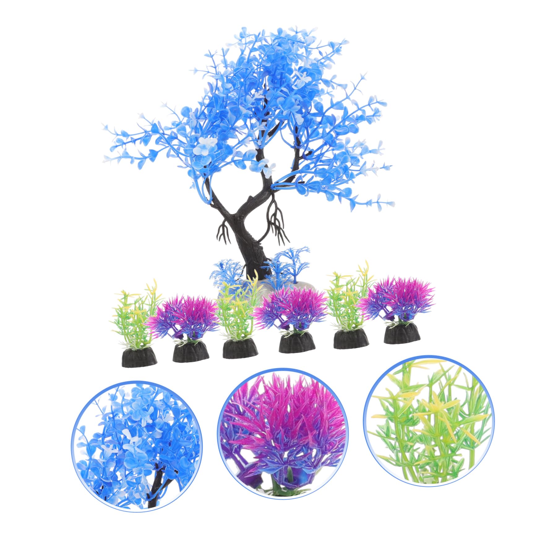 Sosoport 5 Juegos 5 Juegos De Combinación De Plantas De Agua De Simulación Pecera Pecera Planta Artificial Acuario De Agua Dulce Esponja Secadora De Estanque 7 Uds * 5