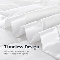 Vista 4 de Manta blanca liviana de plumón con tejido de satén Puredown, Algodón, Blanco, Full/ Queen