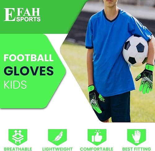 Miniatura 4 de Guantes de portero de fútbol para niños y jóvenes, guantes de portero de fútbol con agarres fuertes