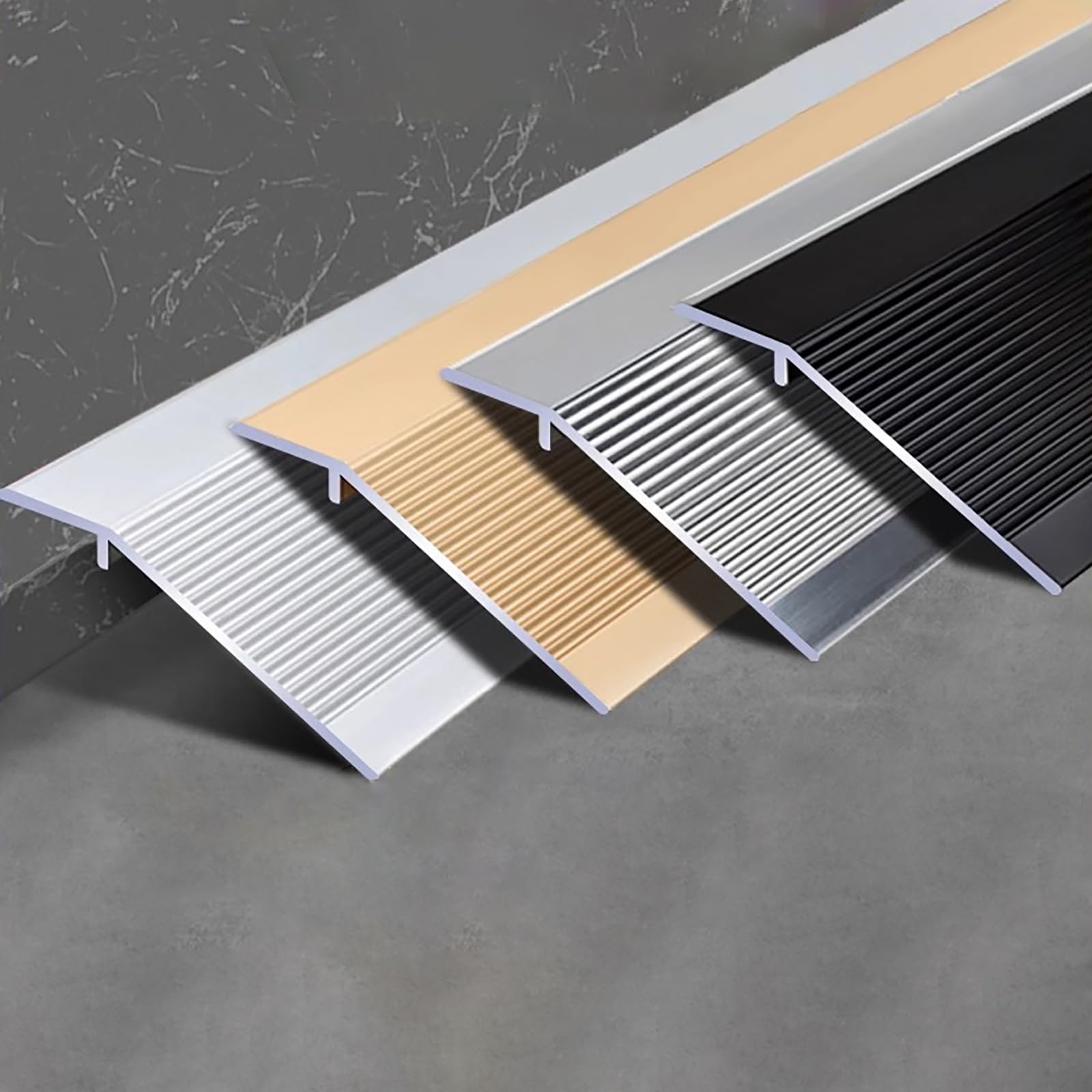 Tira De Transición para Suelos Irregulares, Perfil De Compensación para Umbral De Puerta, 135cm X 2 Piezas, 10cm De Ancho Adicional para Suelos De Madera, Vinilo Y Baldosas Interiores(Silber)