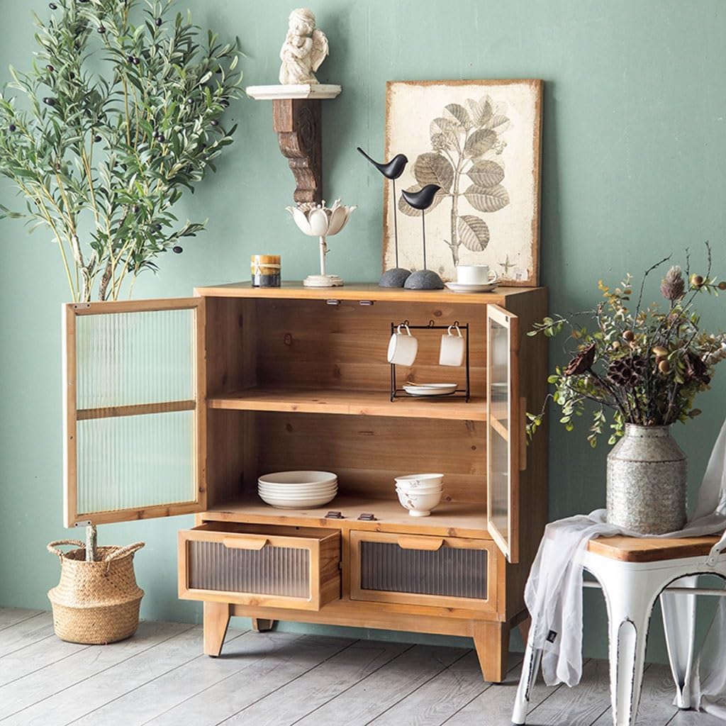 北欧スタイル ガラス扉キャビネット 収納