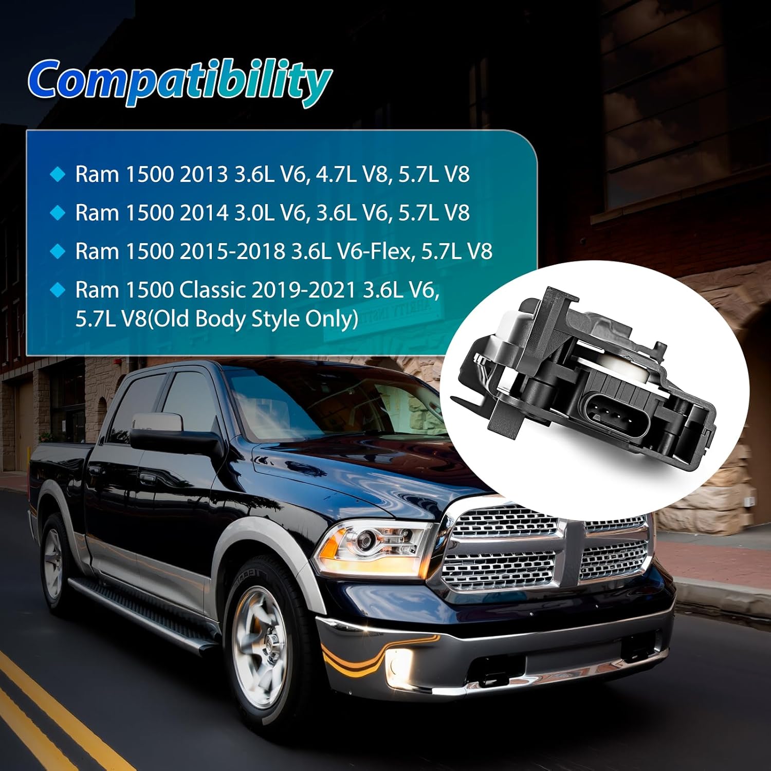 ML.427 Active Radiator Grille Shutter Actuator Motor Assembly, Compatible with Ram 1500 2013-2018, Ram 1500 Classic 2019-2021, 3.0L 3.6L 4.7L 5.7L Engine, Replace 02787
