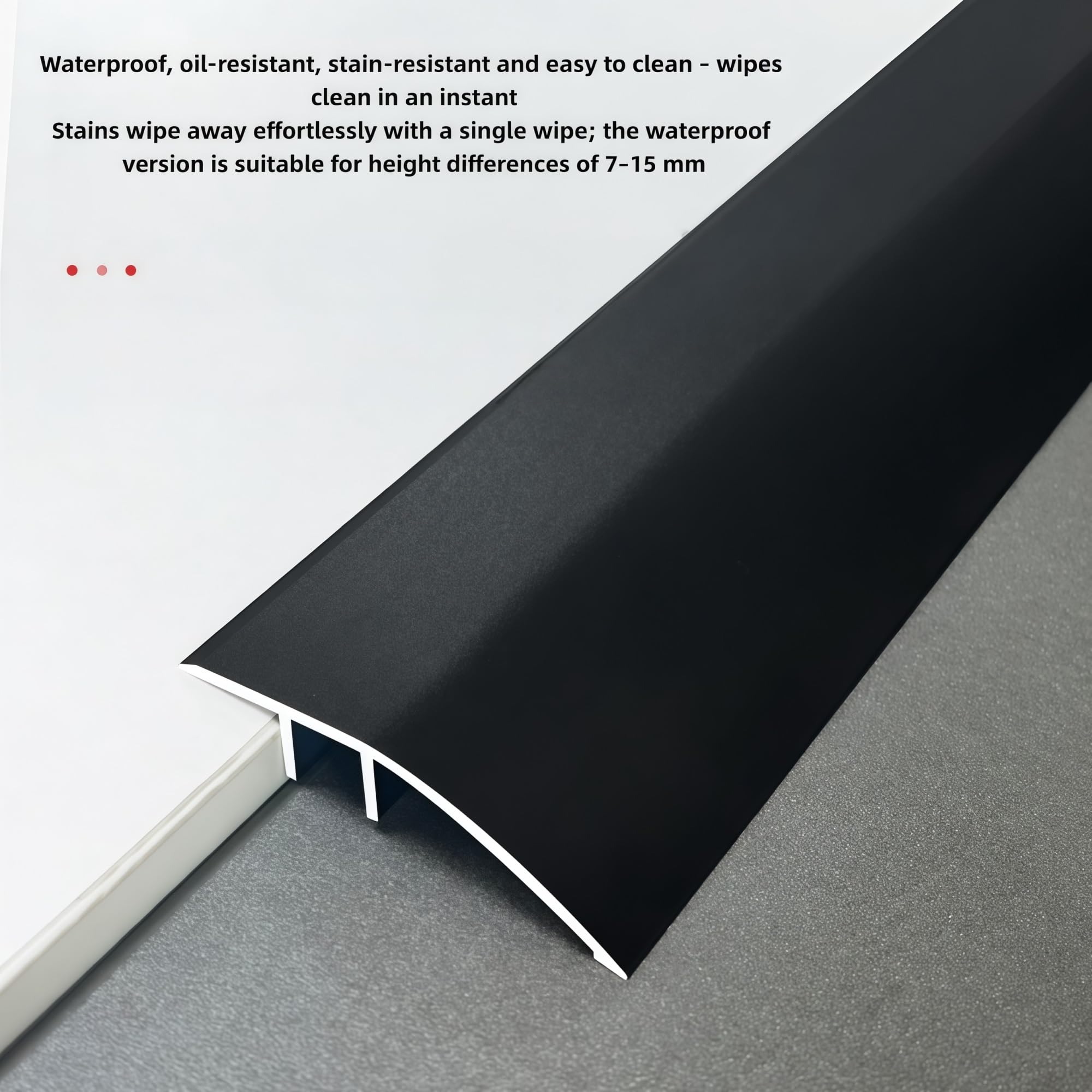 Aluminiowa listwa przejściowa w kształcie litery T Listwa przejściowa do podłogi litej, listwa progowa aluminiowa 2,7 m 43 mm wielokolorowa 3 szt. do płytek laminowanych dywan winylowy(Black)