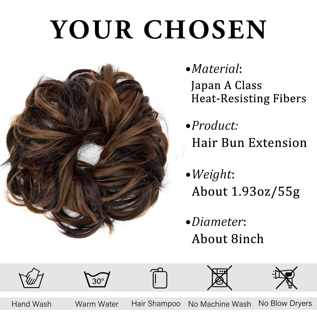 2PCS Messy Buns Extensions Curly Wavy Elastic Easy Scrunchies for Women Girls - Image 2