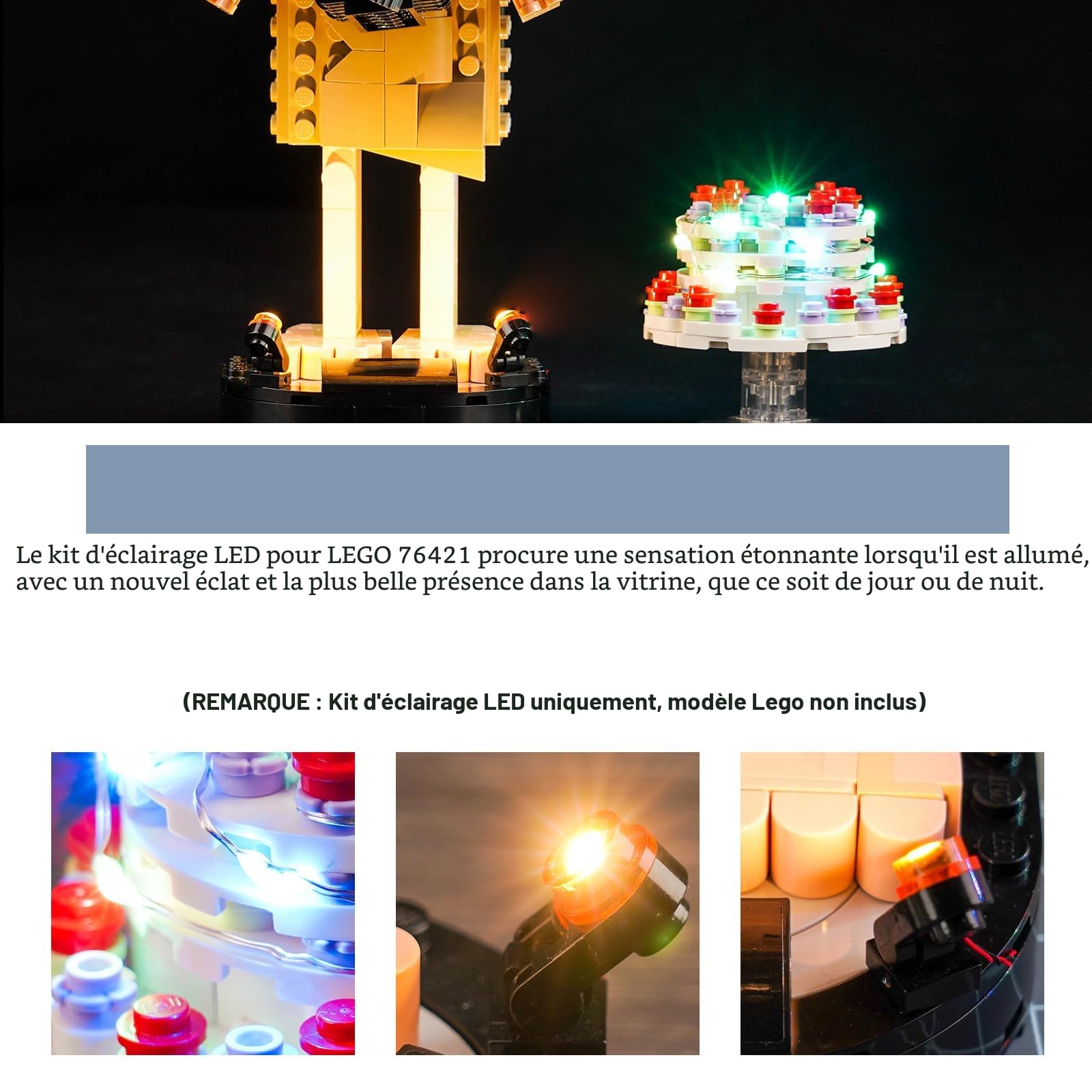 BrickBling Kit d'éclairage LED pour Lego Dobby The House-Elf (pas de Lego), kit d'éclairage décoratif pour Lego 76421 Harry Potter Dobby l'elfe de la maison - Jouet créatif