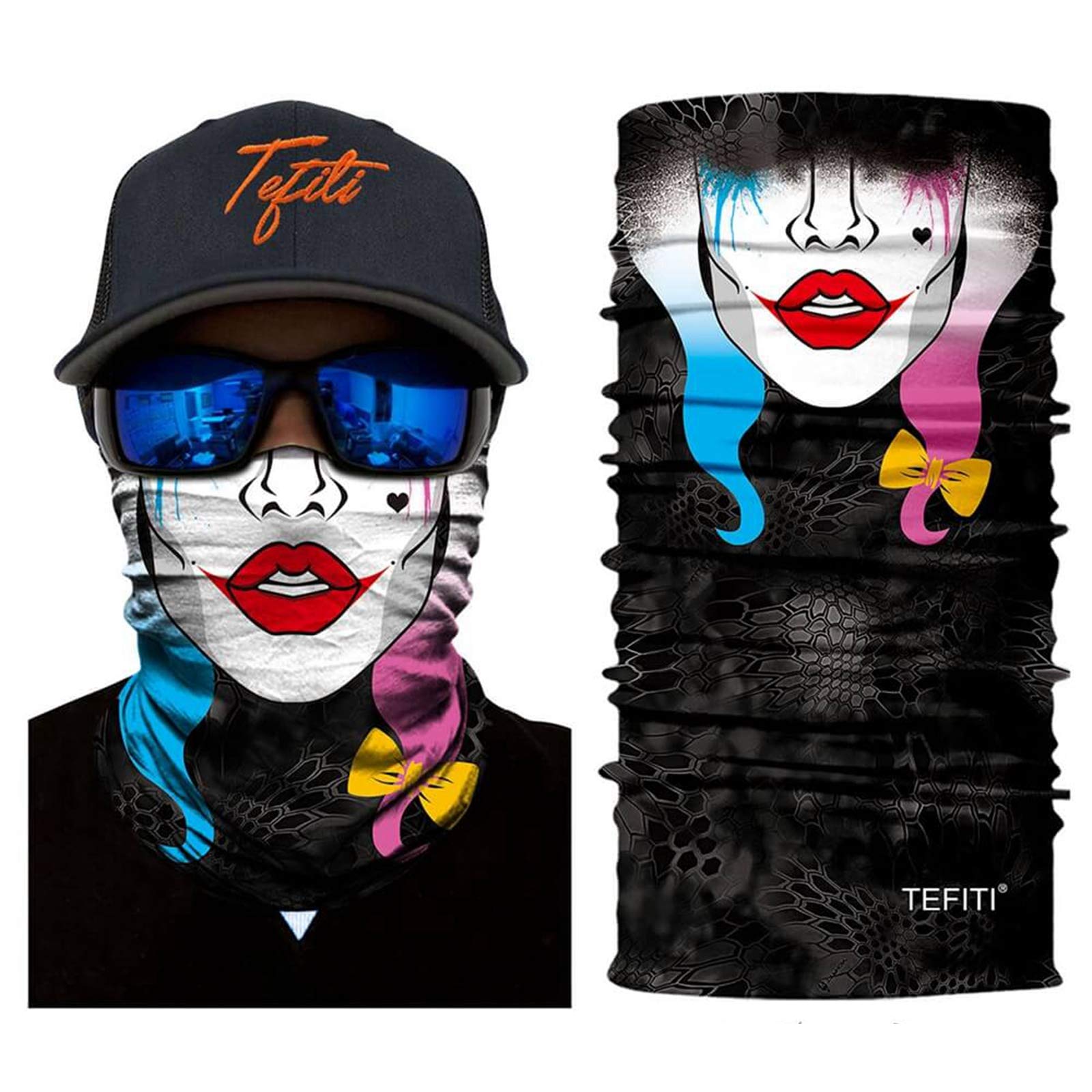 TEFITI3D Face Sun Mask, Neck Gaiter, Magic Scarf, Balaclava, Sun Protection Face Shield for Men & Women