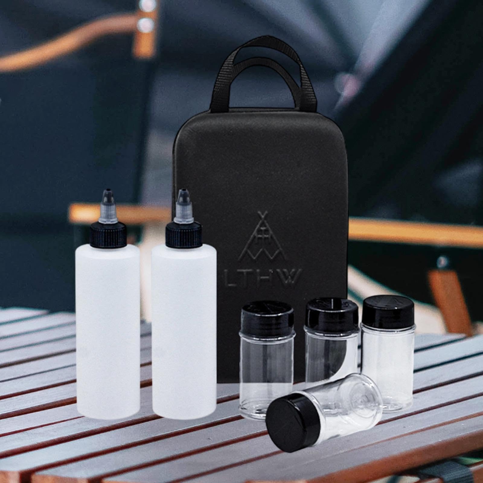 Fenteer Contenedor portátil para condimentos a Prueba de Fugas para Acampar con Estuche de Transporte, Botellas de, Recipiente portátil para condimentos, Style a