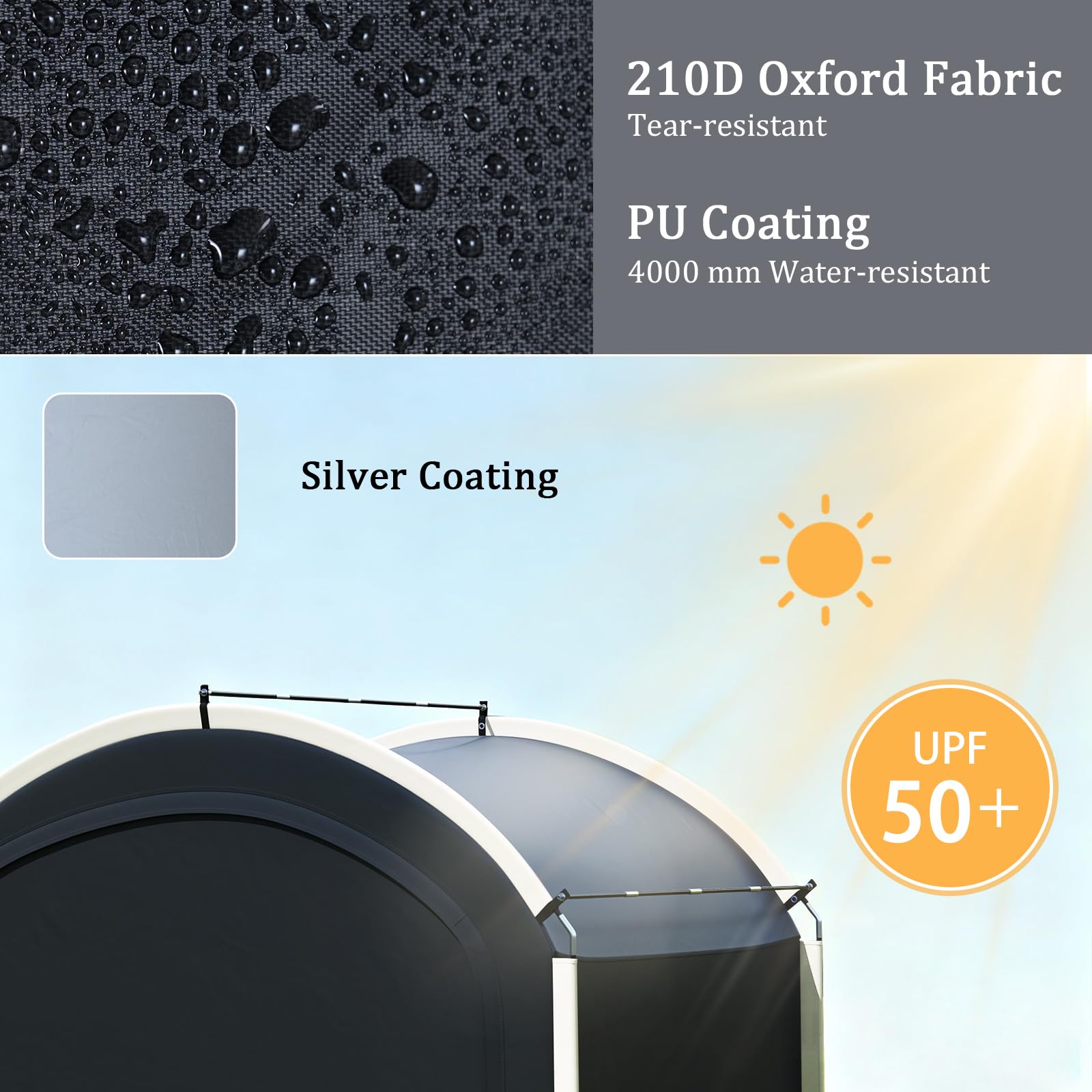 Goplus Bike Storage Shed Tent, 7.2 x 4.9 FT Outdoor Bike Storage Sheds w/210D Oxford Fabric PU4000 Waterproof Cover, Portable Bicycle Tent Shelter for 5 Bikes, Motorcycles, Garden Tools, Lawn Mower - 2