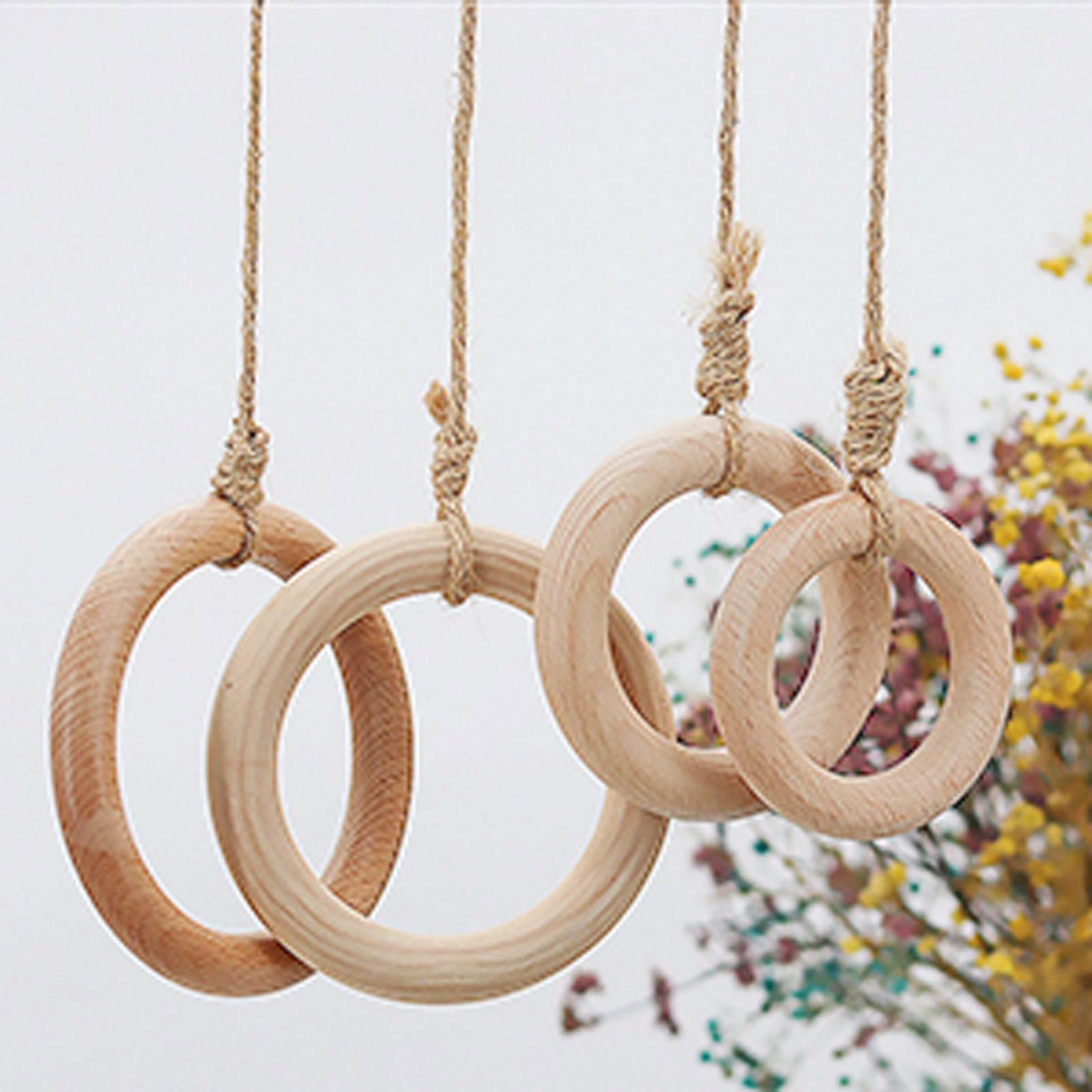 5 Stücke Unbehandelte Natürliche Holz Bastelringe - Glatte Holzrohlinge für Makramee Schmuck, DIY Anhänger Verbinder, Holz Kunsthandwerk Projekte und Kreative Holzwerkstatt Zubehör(Size:2.95in/75mm)