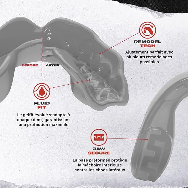 SafeJawz Sport Protège-dents Éléments ROCHER, Protection intégrale pour Tous Les Sports, notamment Le Rugby, MMA, Hockey, Judo, Karate, Les Arts Martiaux et la Boxe (GRIS) - 3
