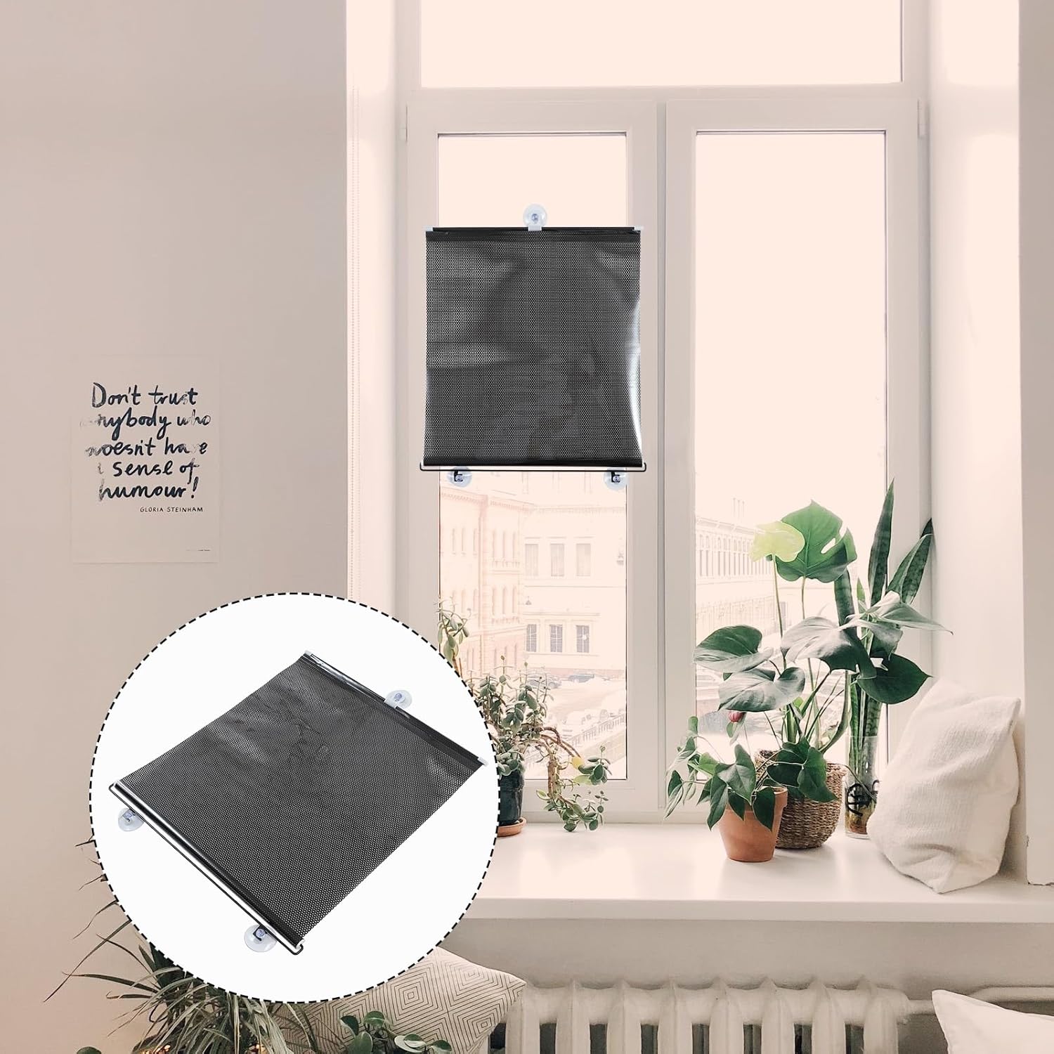 1pcs blackout blind shade with suction cups temporary portable window cover curtain 49.21x19.69 inches