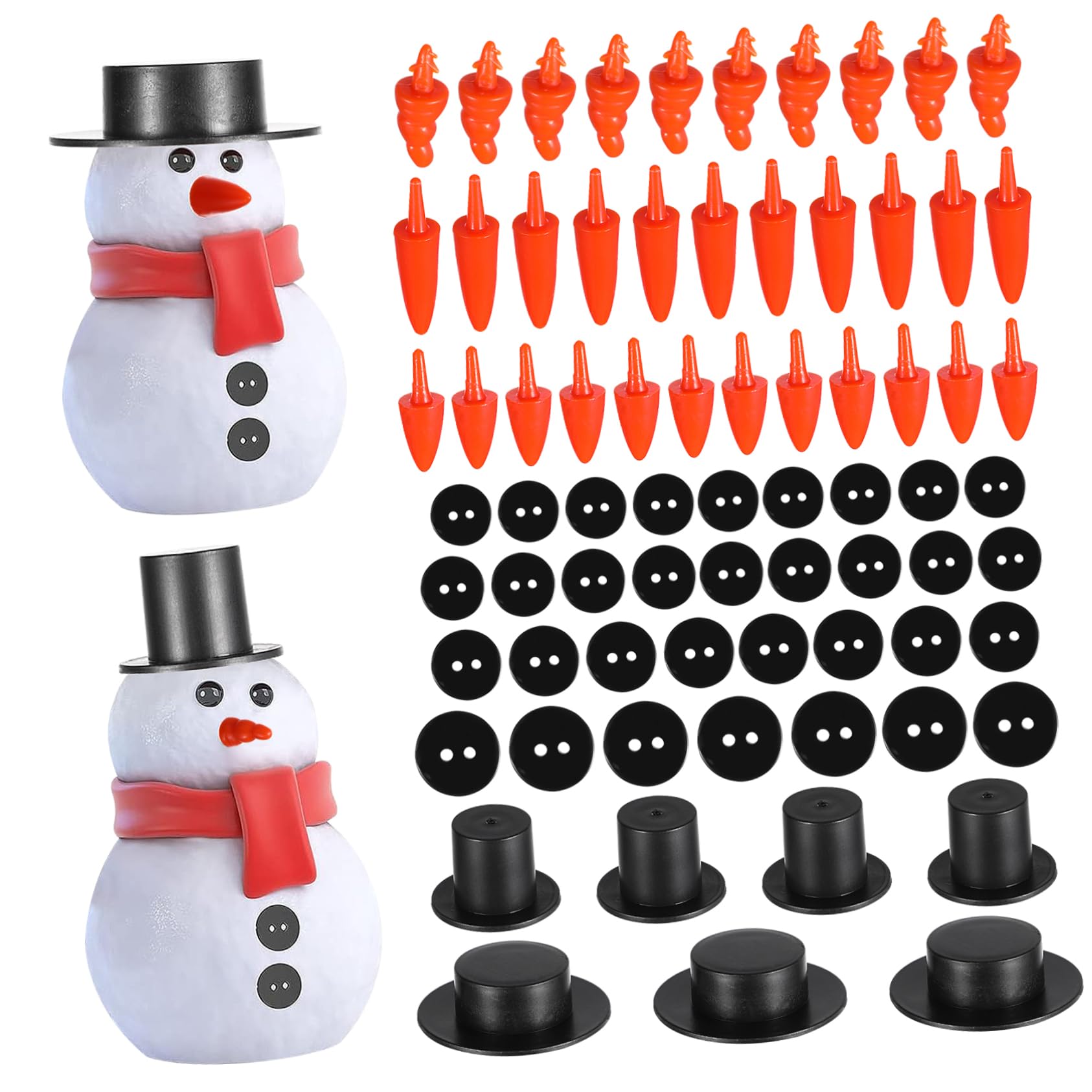 NUOBESTY 640pezzi Accessori per Pupazzi Natalizi DIY Nasi e Mini Neri Decorazioni per Natale e Feste Invernali