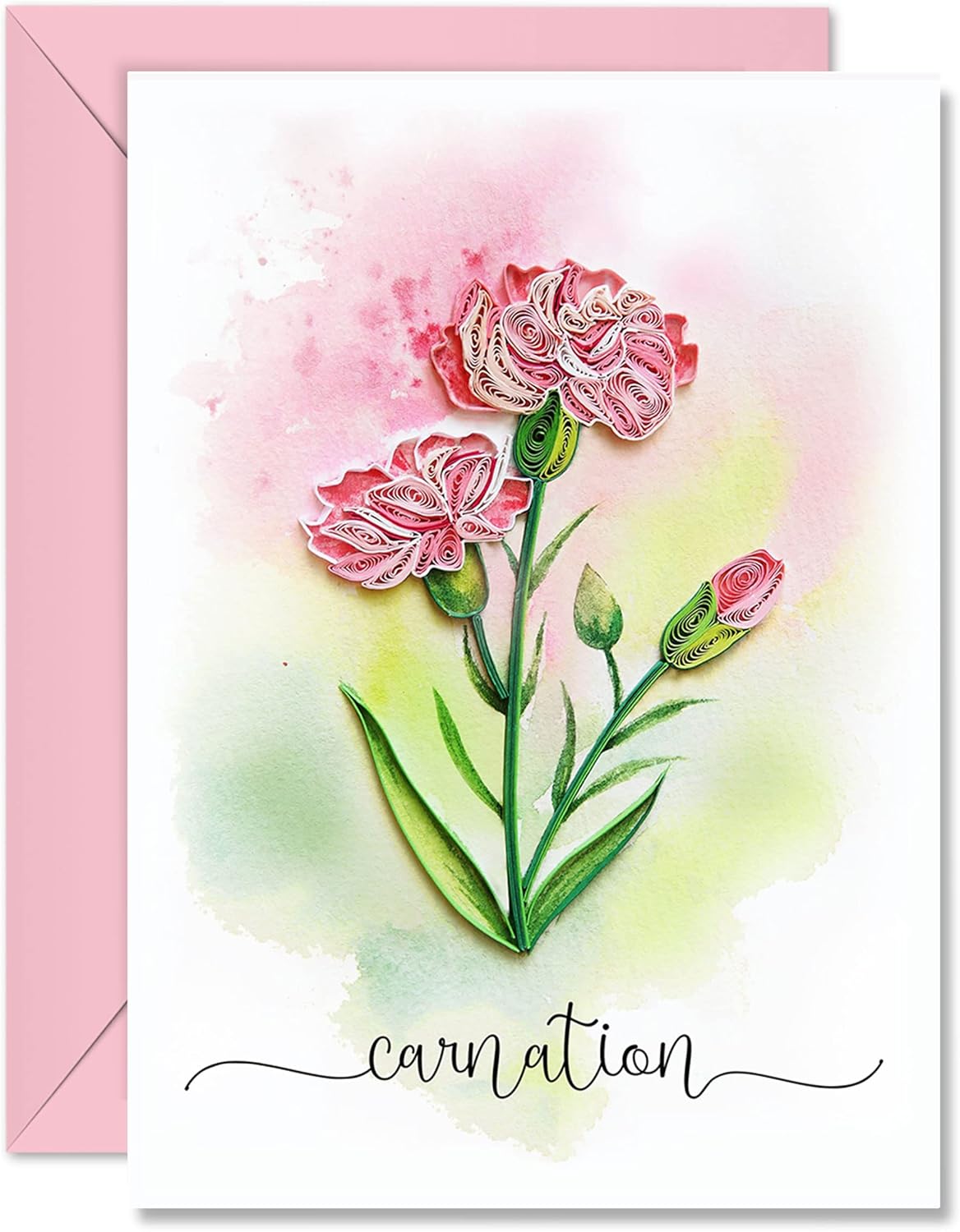 TUMYBee Happy Birthday Flower Card, Carnation Flower
