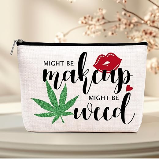 Funny Makeup Bag Gifts for Best Friend Woman, Funny Gag Gifts for women Weed Small Cosmetic Bags Sister Travel Accessories Organizer Bag Toiletry Case for Birthday Christmas Gift