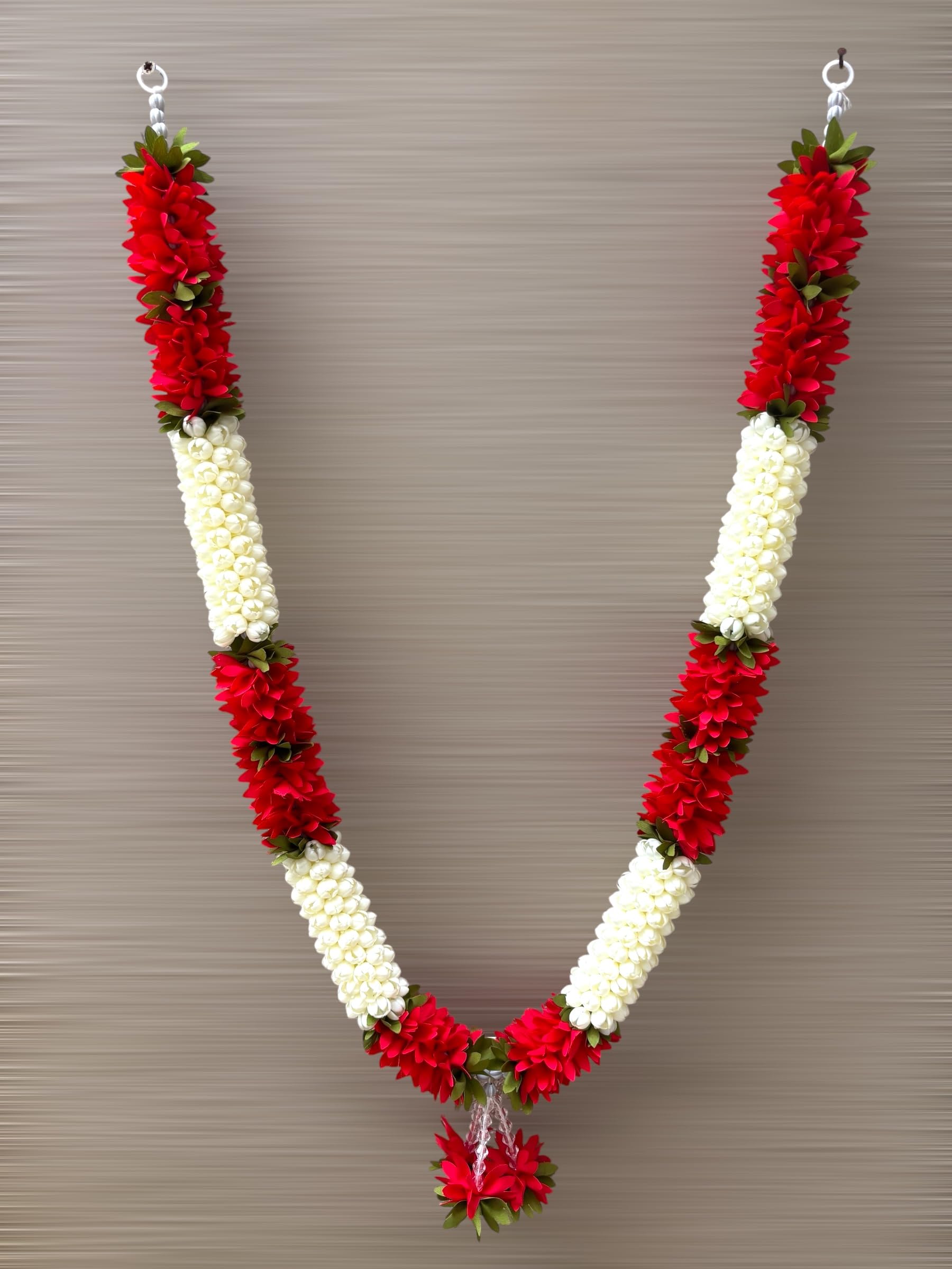 Flower Garland for Photo Frames - Red & White -1