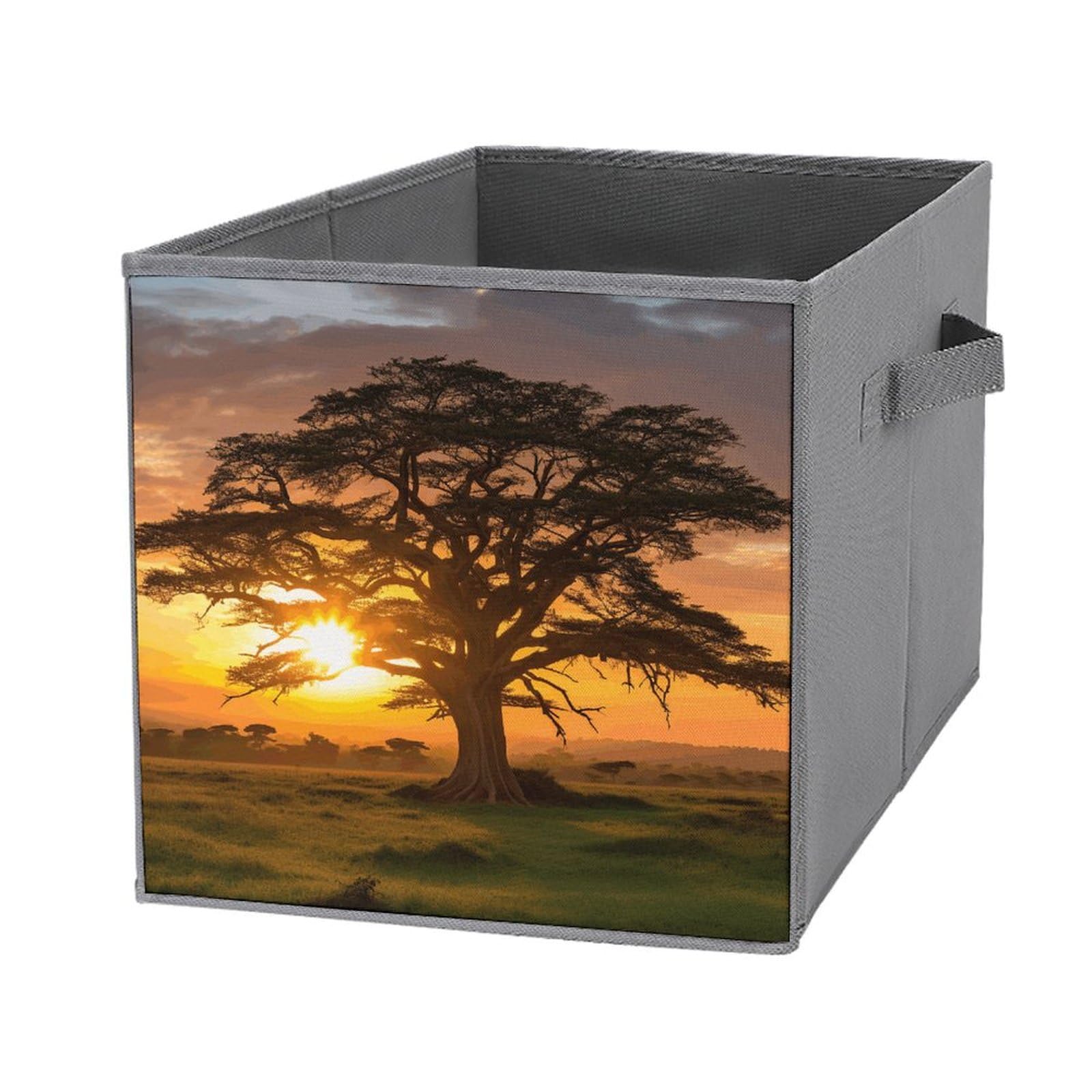 Boîtes de rangement motif lever de soleil grand arbre lot de 6 paniers pliables