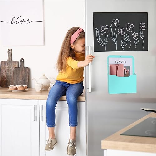 Miniatura 4 de Soporte magnético para archivos, paquete de 2 soportes magnéticos para refrigerador, archivadores y refrigerador, organizador de archivos magnético