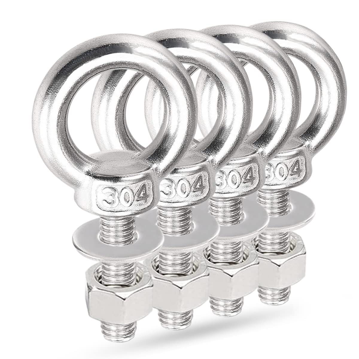 Lifting Shoulder Eye Bolts, Ekunbuy Screw Bolt 304 Stainless Steel Heavy Duty Lifting Ring Threaded Eyebolts with Washers and Nuts for Indoor Outdoor
