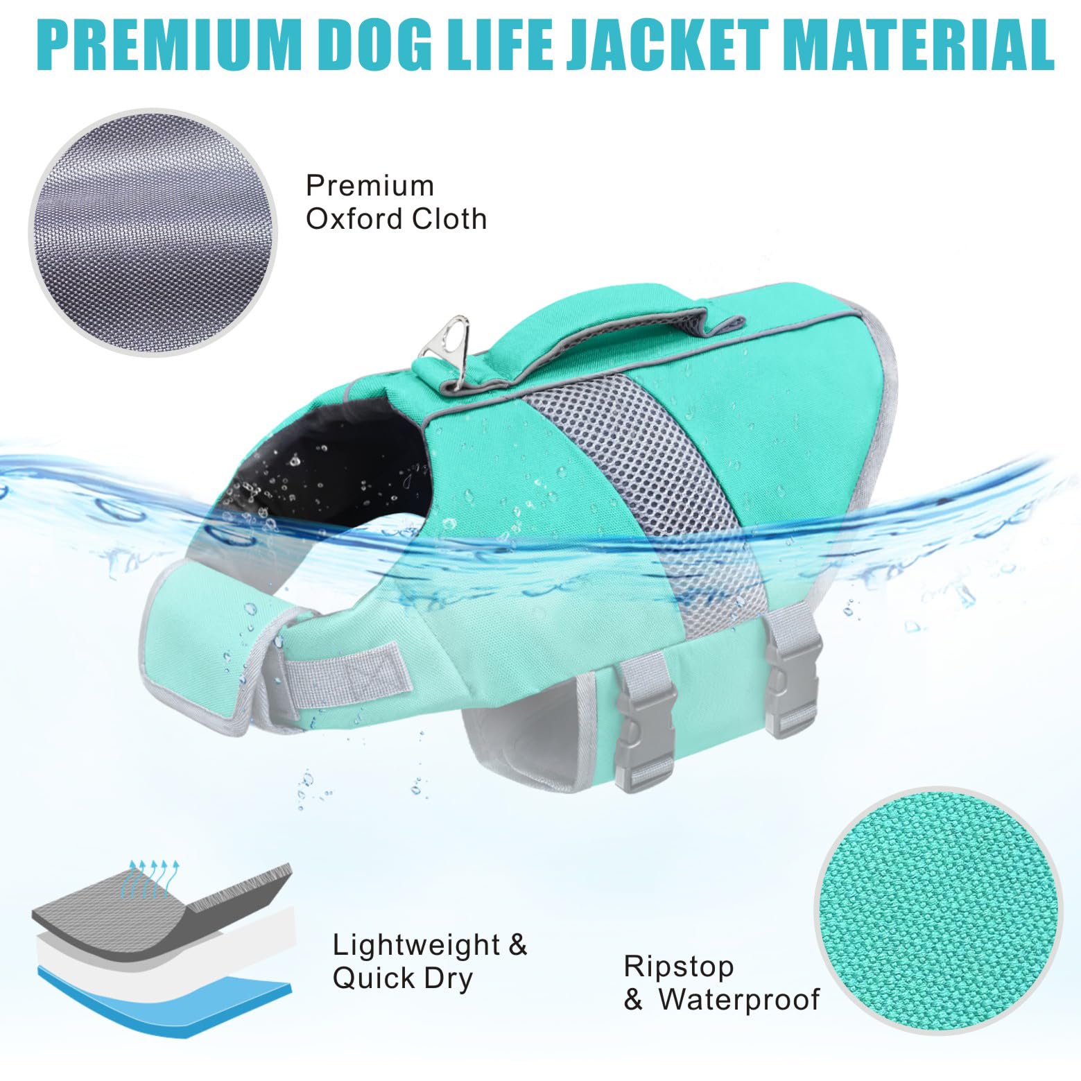 Chaleco Salvavidas para Perros Chaleco Salvavidas para Tiburones de Alta Flotabilidad Chaleco Salvavidas para Perros Chaleco Seguridad Bote Natación Kayak Surf Bañador (Hellblau, M)