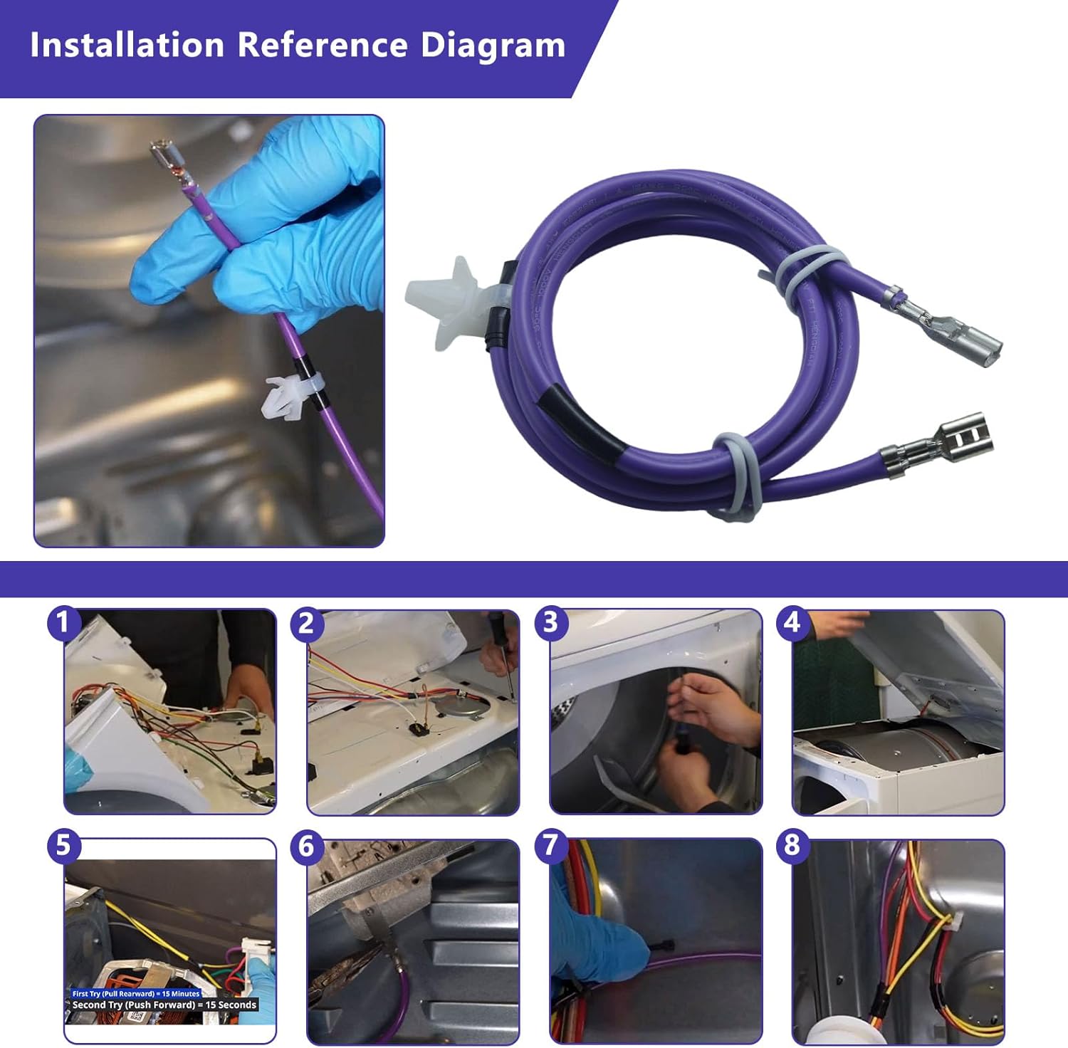 WE49X37037 Dryer Heater Wire Repair Kit Compatible with GE & Hotpoint Dryers Replaces WE49X32946 AP7217217 PS17137283 EAP17137283 For GE WE49X37037 Dryer Heater